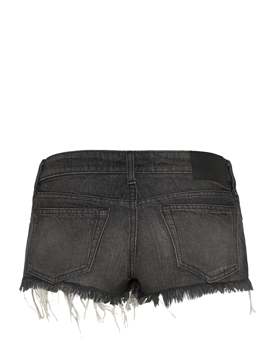 Weekday - Venus Frayed Low Rise Denim Hotpants - jorts - chelsea black - 1