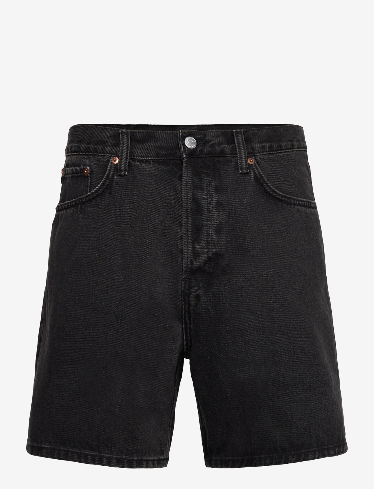 Weekday - Space Relaxed Mid-thigh Denim Shorts - jorts - tuned black - 0