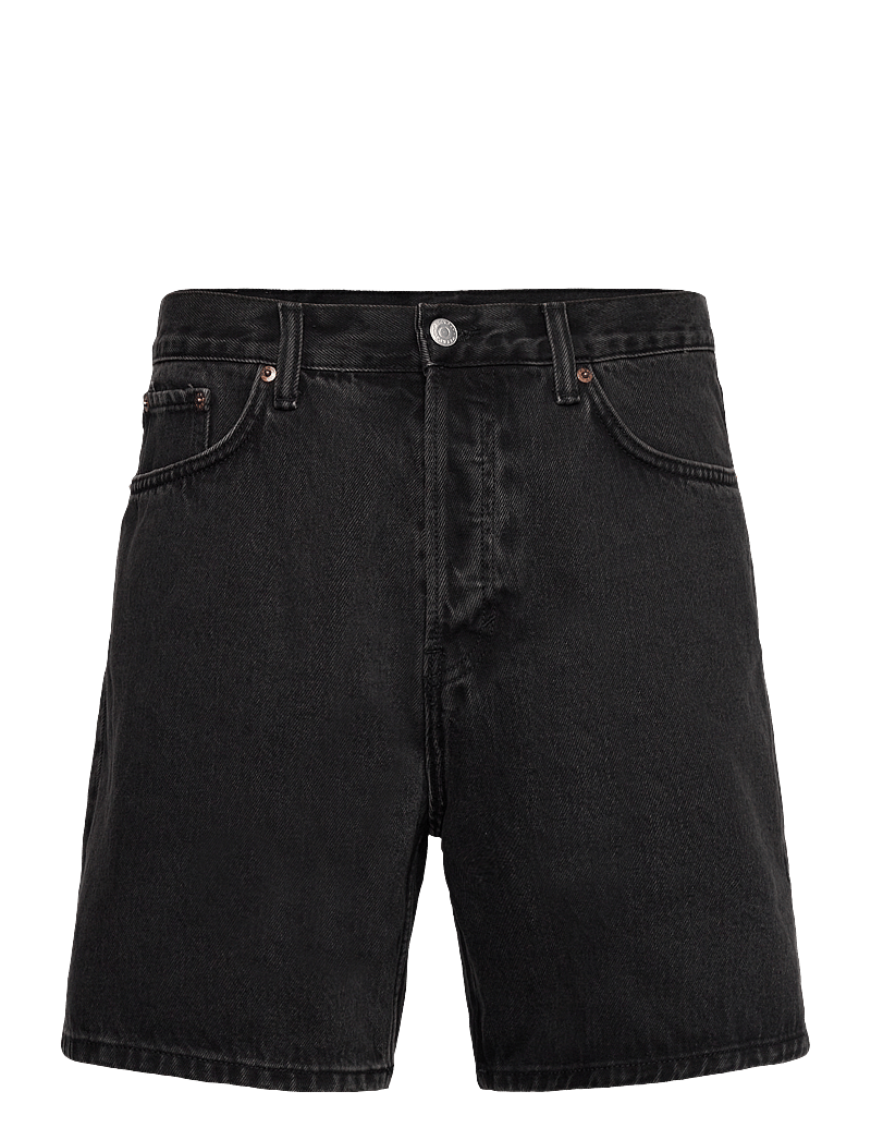 Weekday - Space Relaxed Mid-thigh Denim Shorts - jorts - tuned black - 0