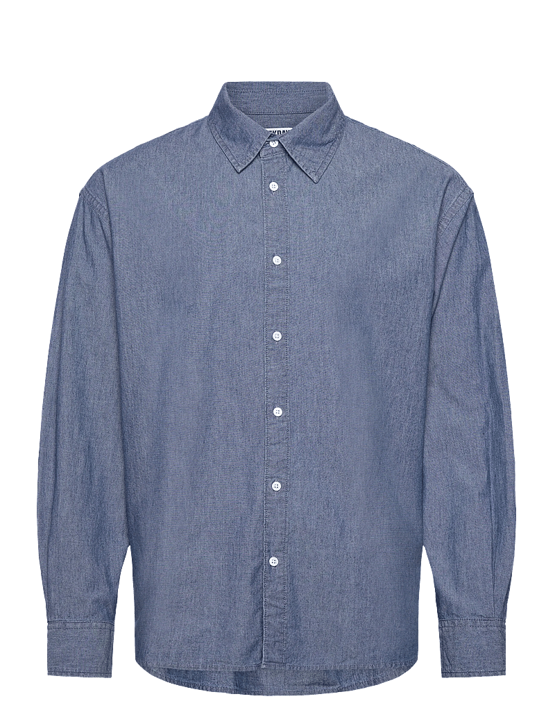 Weekday - Oversized Long-Sleeved Denim Shirt - casual skjortor - mid blue - 0