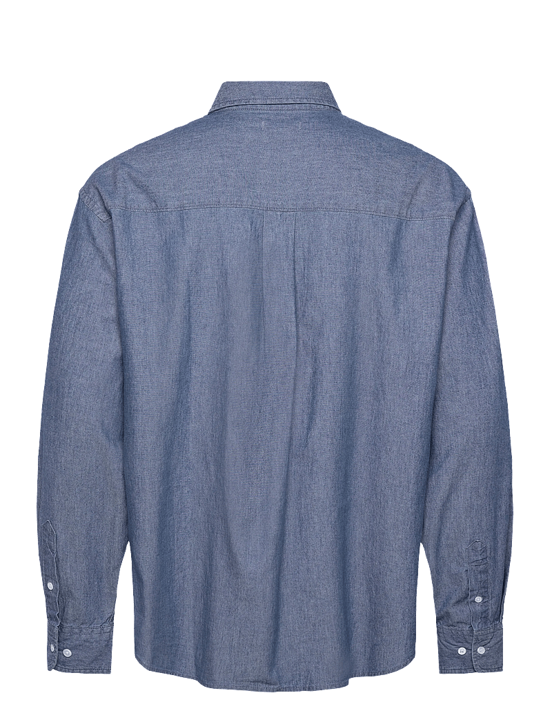 Weekday - Oversized Long-Sleeved Denim Shirt - casual skjortor - mid blue - 1