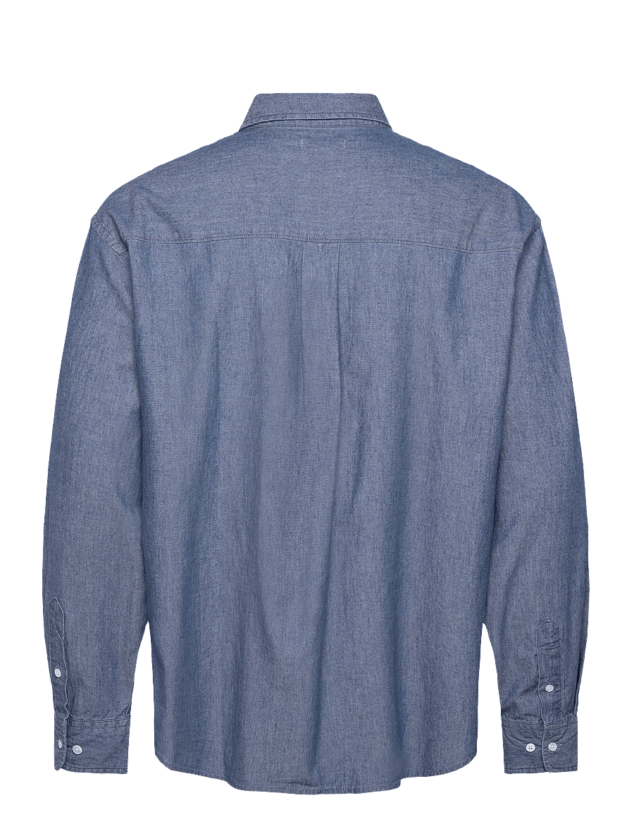 Weekday - Oversized Long-Sleeved Denim Shirt - freizeithemden - mid blue - 1