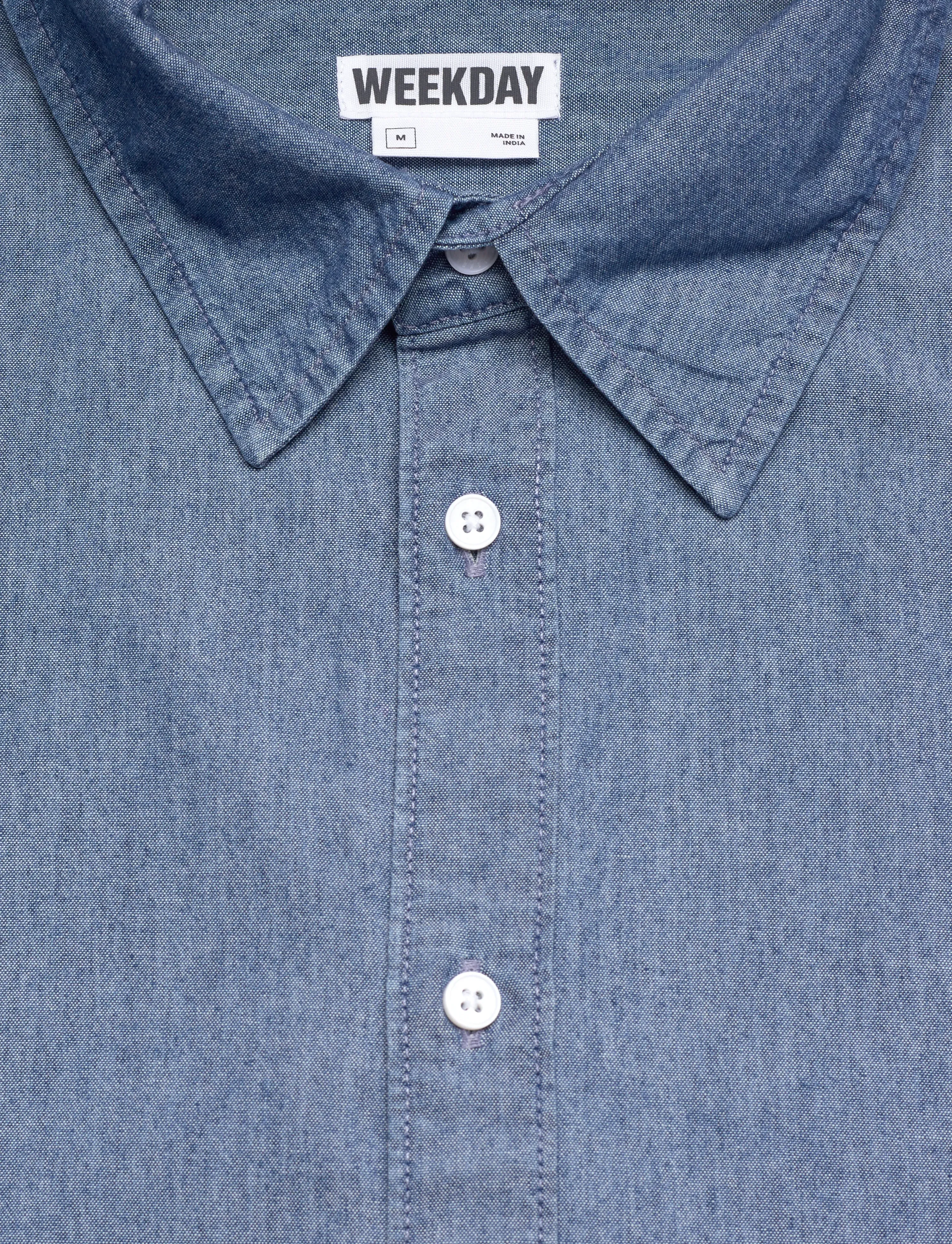Weekday - Oversized Long-Sleeved Denim Shirt - vabaajasärgid - mid blue - 2