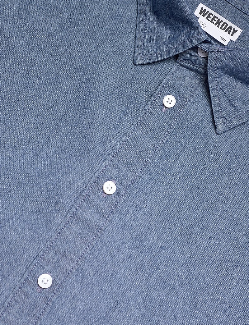 Weekday - Oversized Long-Sleeved Denim Shirt - casual skjortor - mid blue - 3