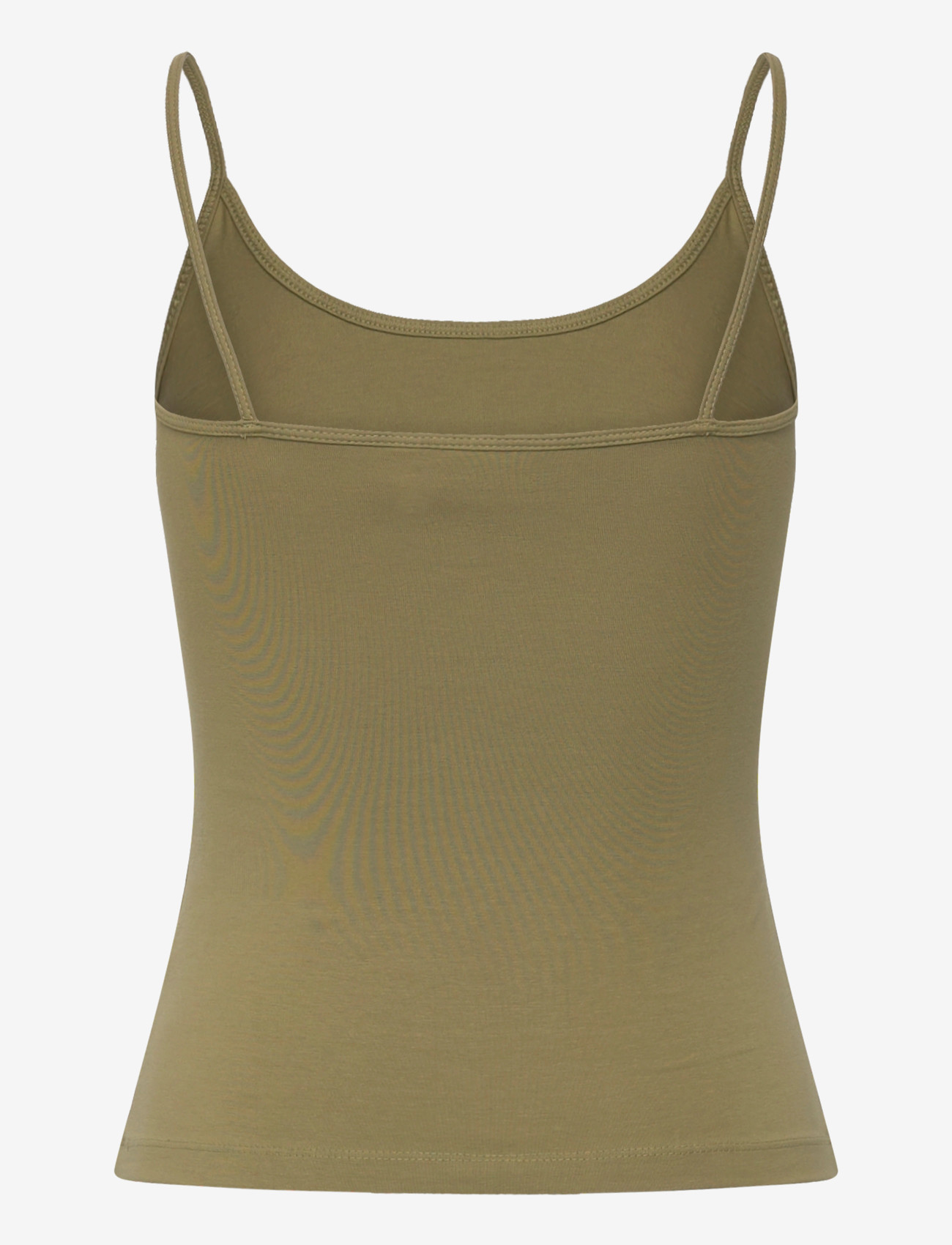Weekday - Fitted Strappy Scoop Neck Singlet - tanktops - khaki green - 1