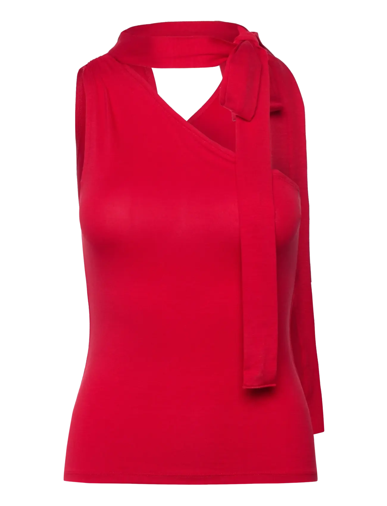 Weekday Lyocell One-Shoulder Tie Top, Kvinder, One-shoulder Top Med Bindebånd, Rød, Str: XS