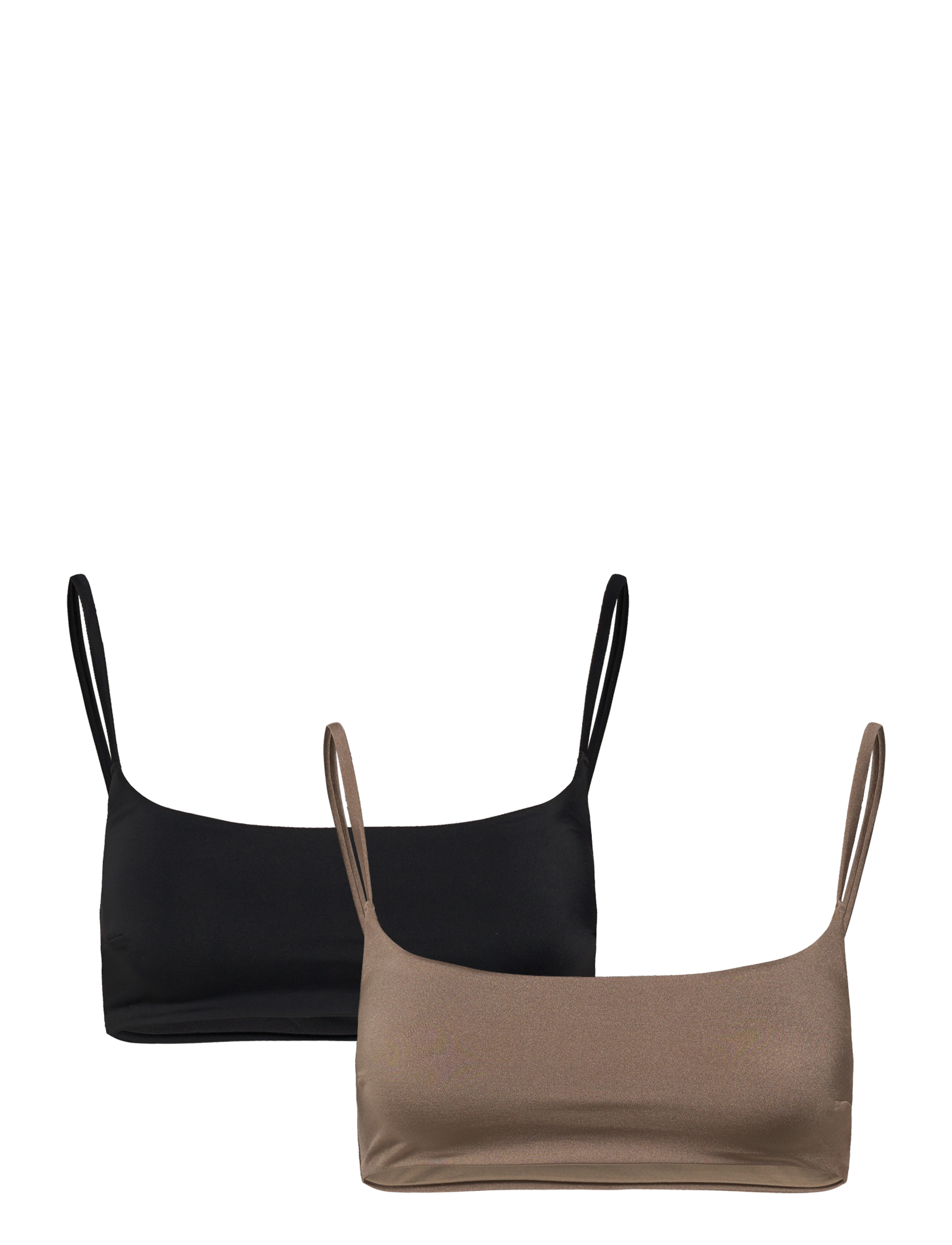 Weekday 2-Pack Bikini Top - Badkläder - MOLE MEDIUM DUSTY / black