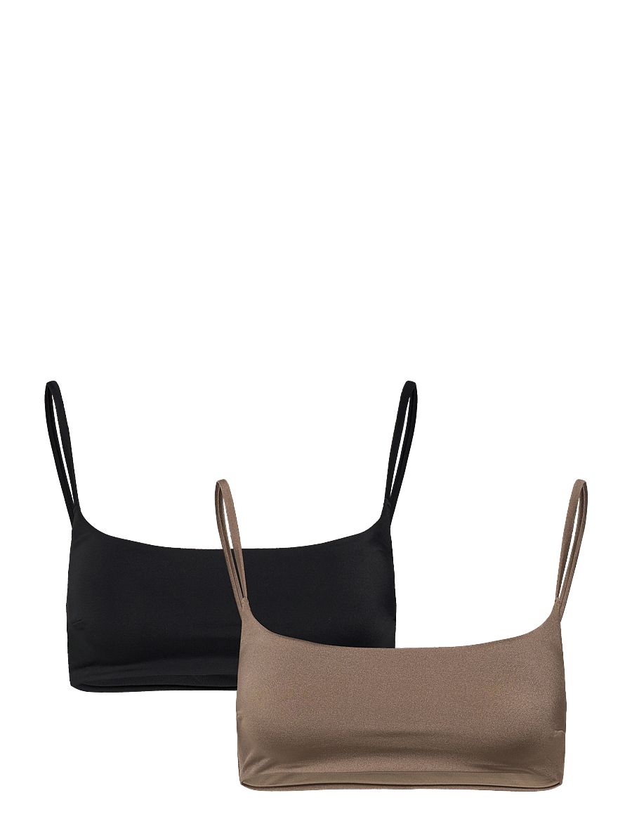 Weekday - 2-Pack Bikini Top - bandeau-bikinis - mole medium dusty - 0