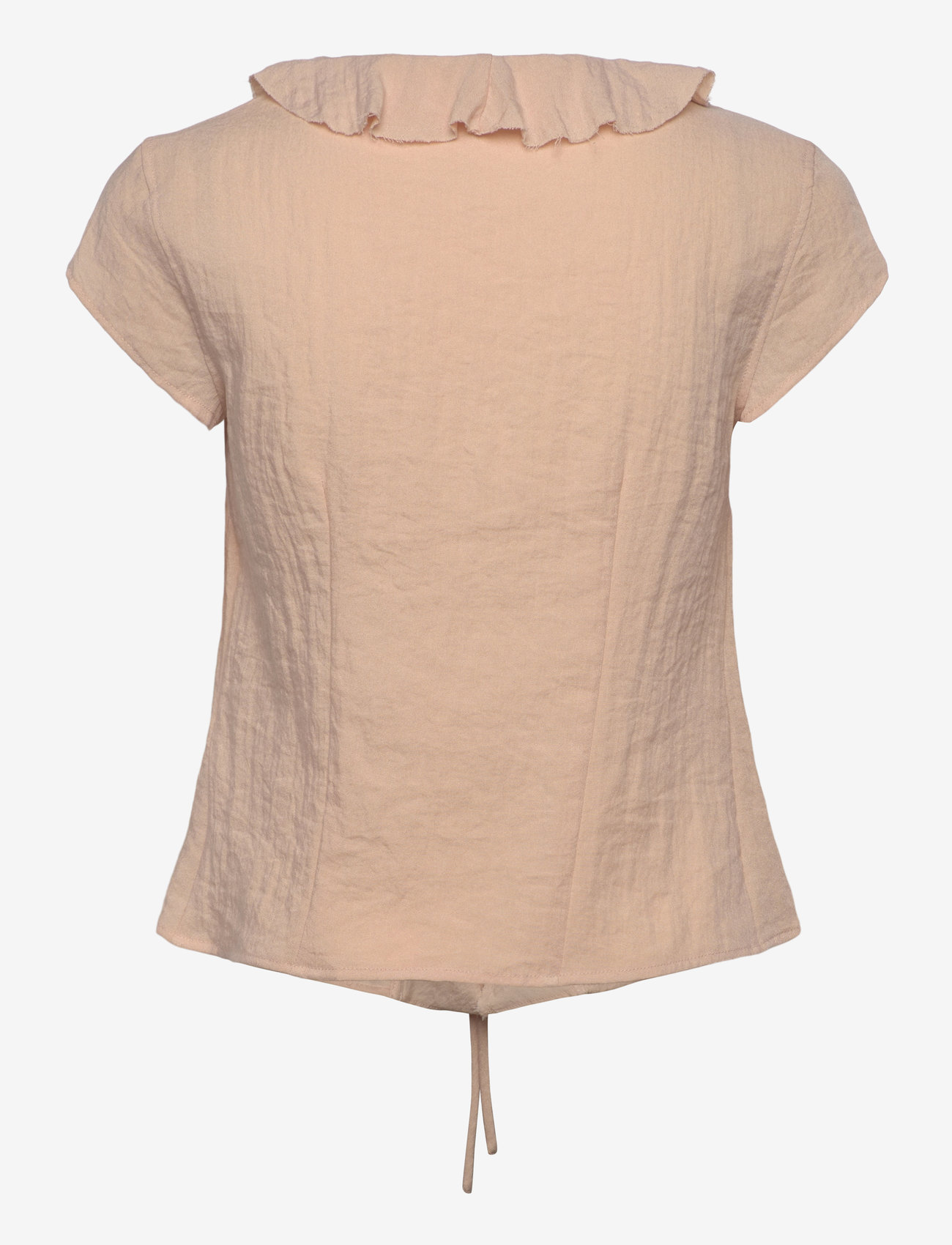Weekday - Frilled Tie-Front Top - lühikeste varrukatega pluusid - light beige - 1