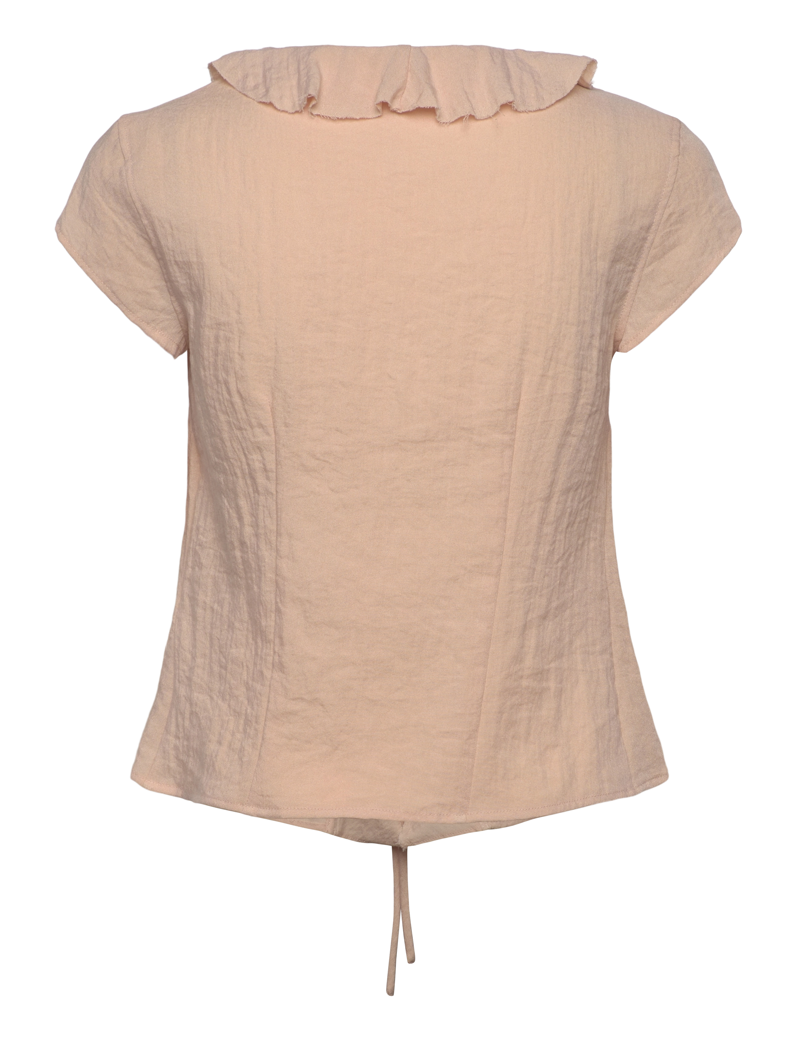 Weekday - Frilled Tie-Front Top - kortærmede bluser - light beige - 1
