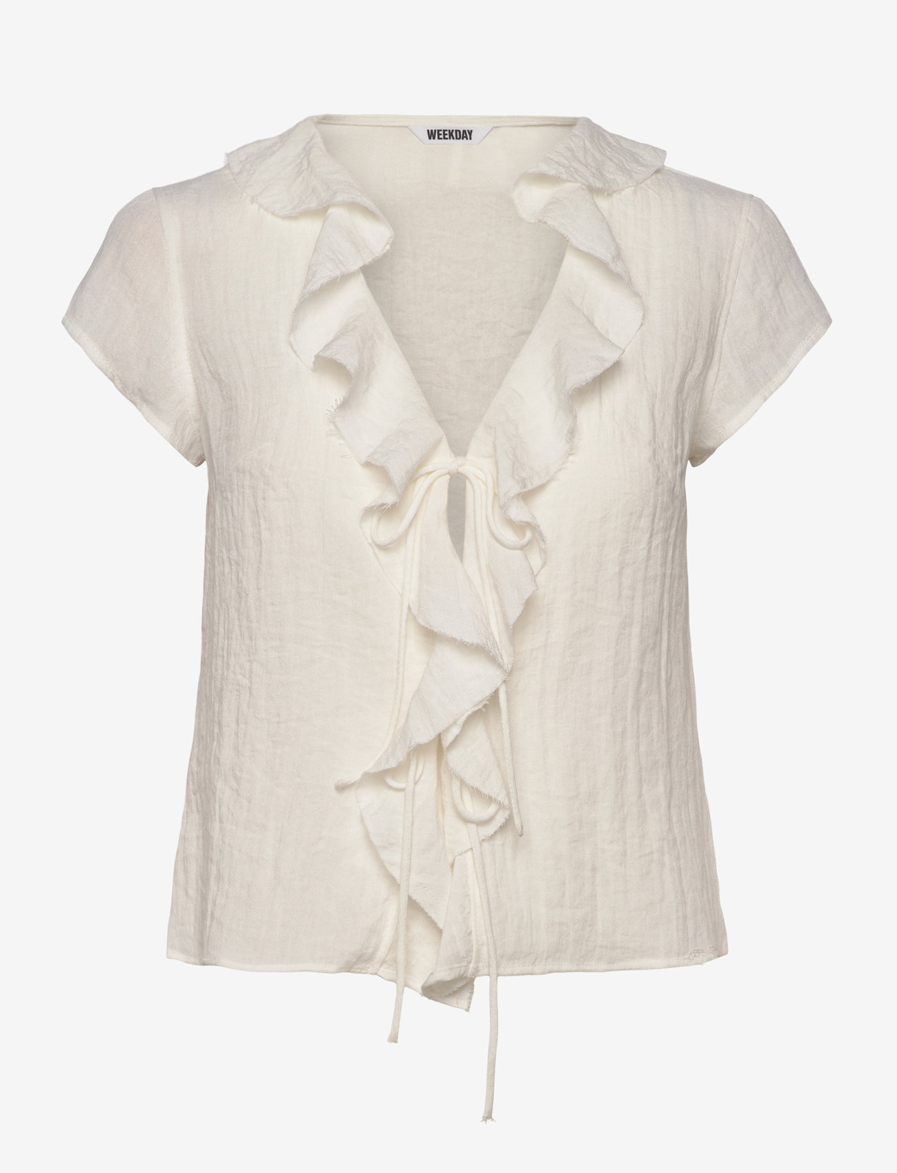 Weekday - Frilled Tie-Front Top - lyhythihaiset puserot - white light - 0