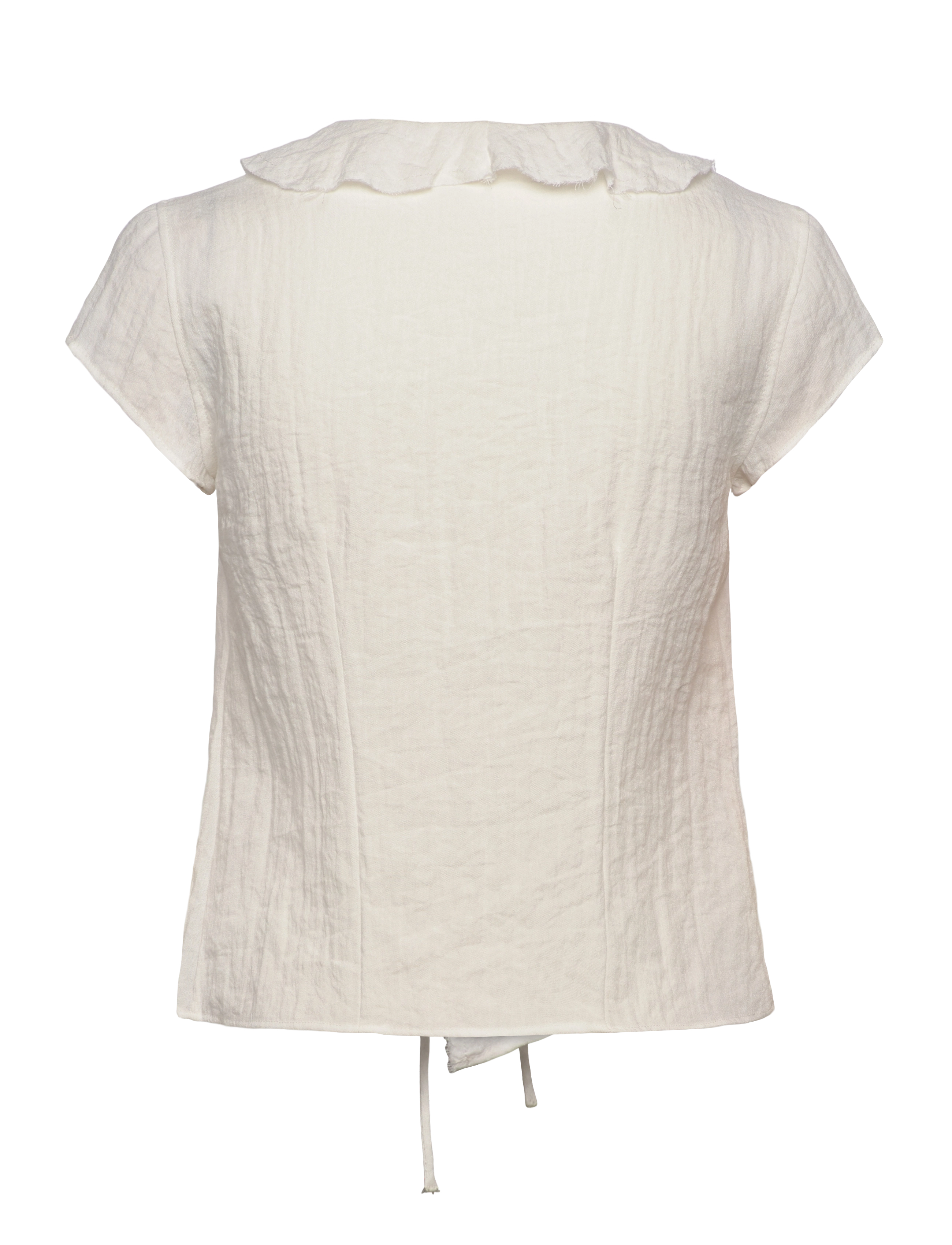 Weekday - Frilled Tie-Front Top - kortärmade blusar - white light - 1