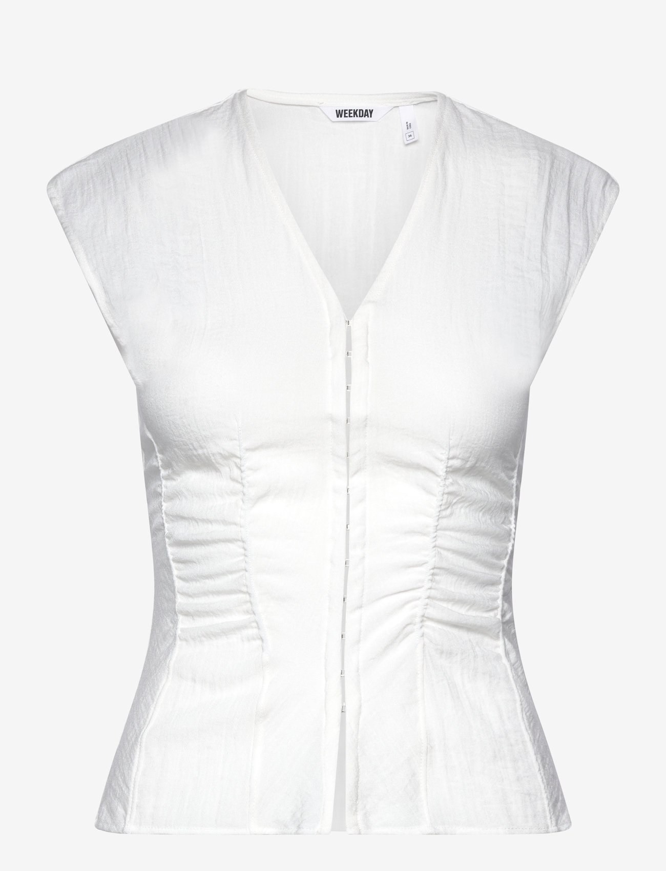 Weekday - Crinkle Fitted Top - white - 0
