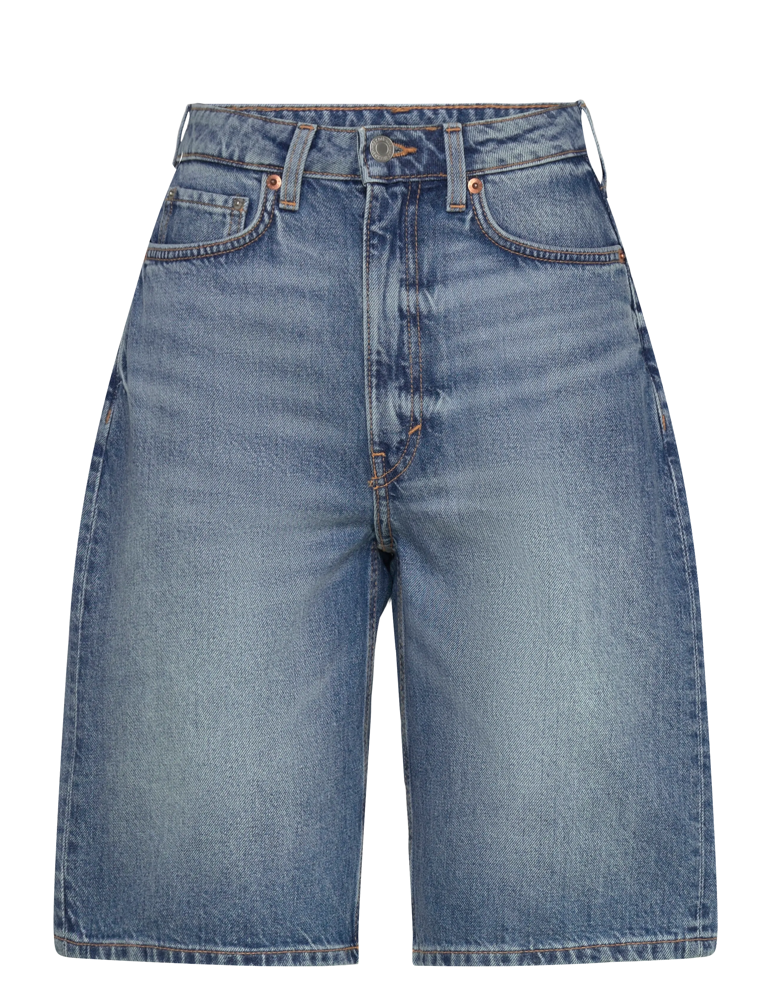 Weekday Curve High Waisted Wide Leg Denim Shorts - Shorts - BLUE HORSES / blue