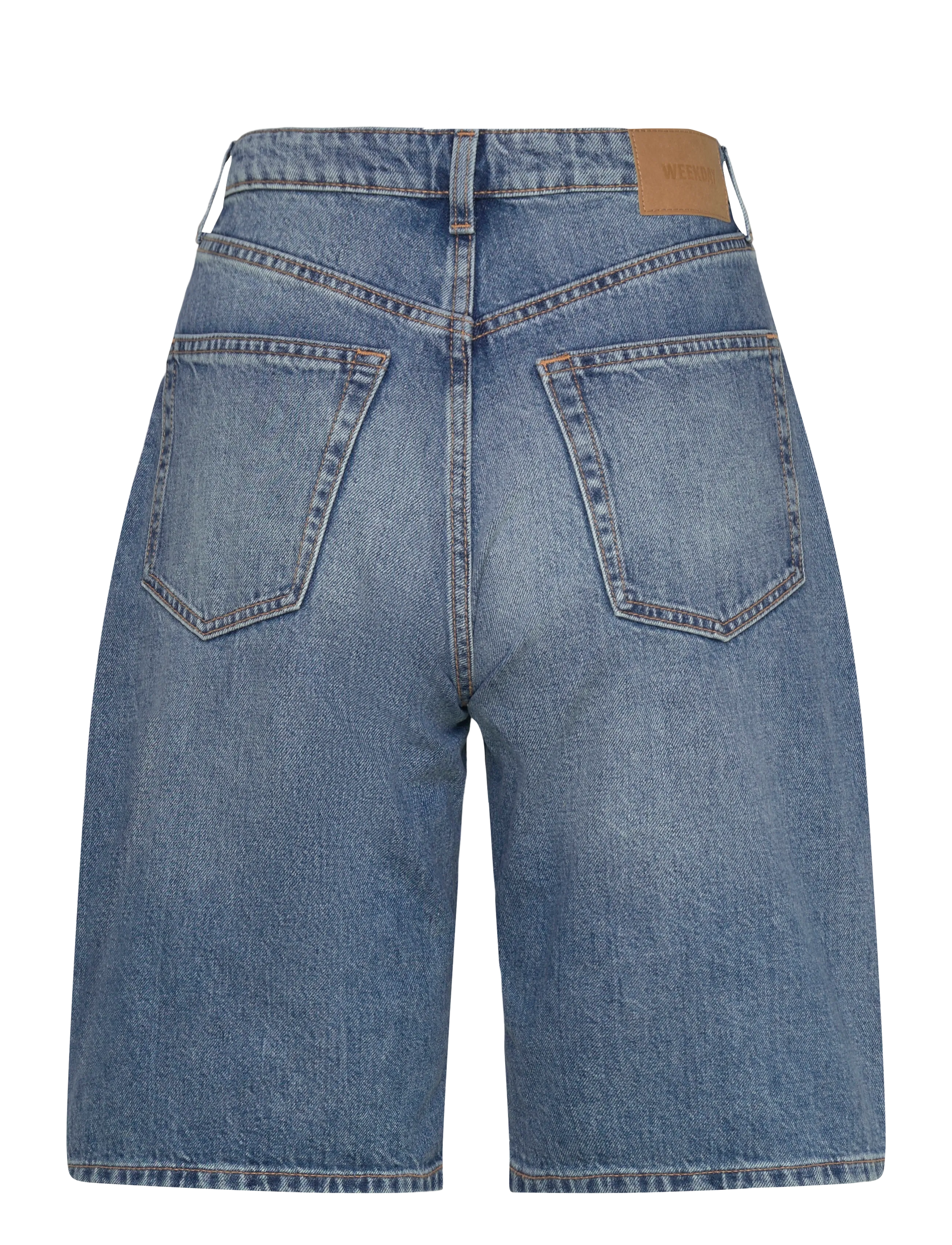 Weekday - Curve High Waisted Wide Leg Denim Shorts - jorts - blue horses - 2