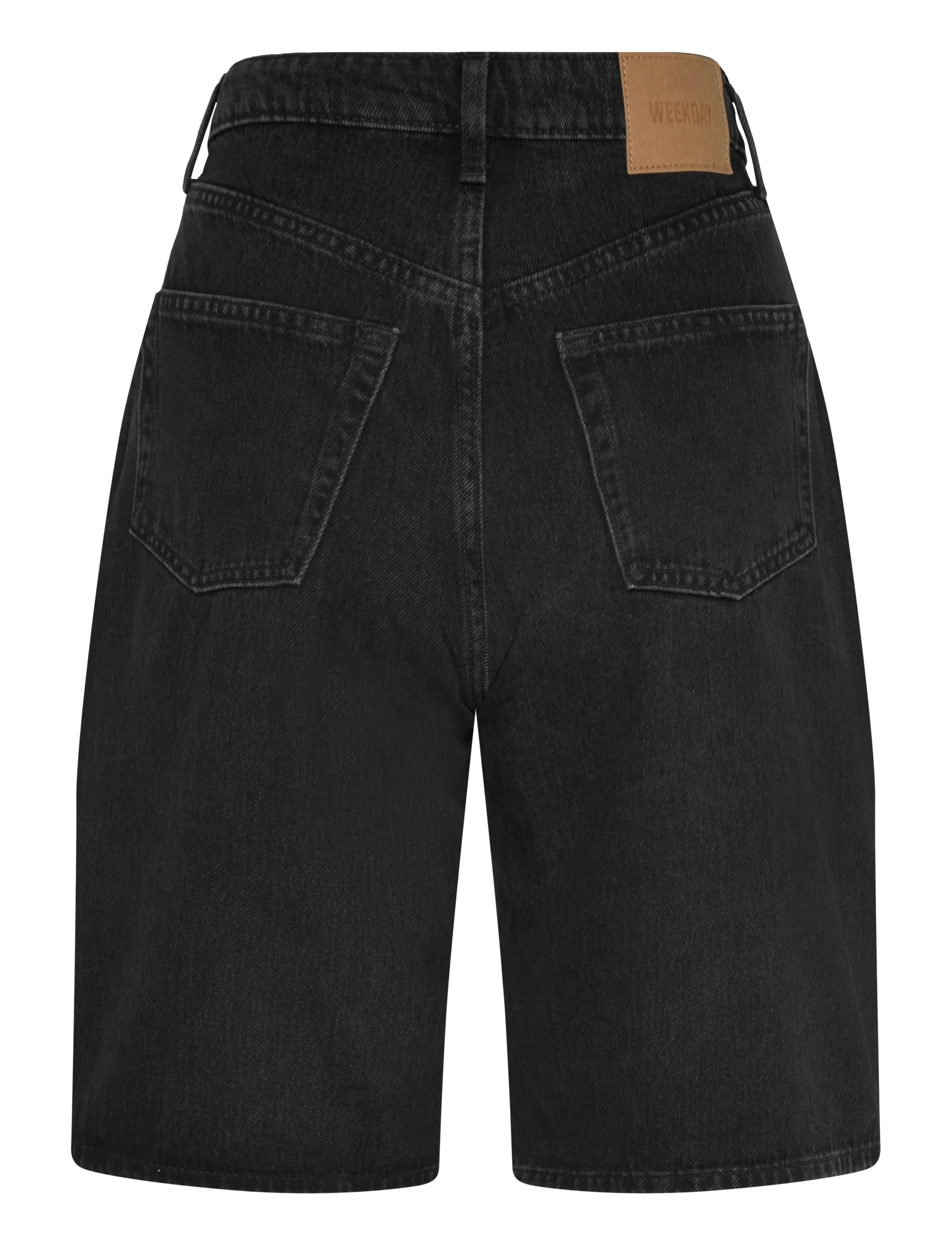 Weekday - Curve High Waisted Wide Leg Denim Shorts - jorts - tuned black - 2