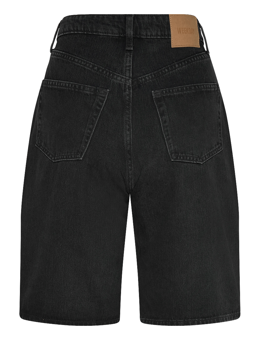 Weekday - Curve High Waisted Wide Leg Denim Shorts - jorts - tuned black - 2