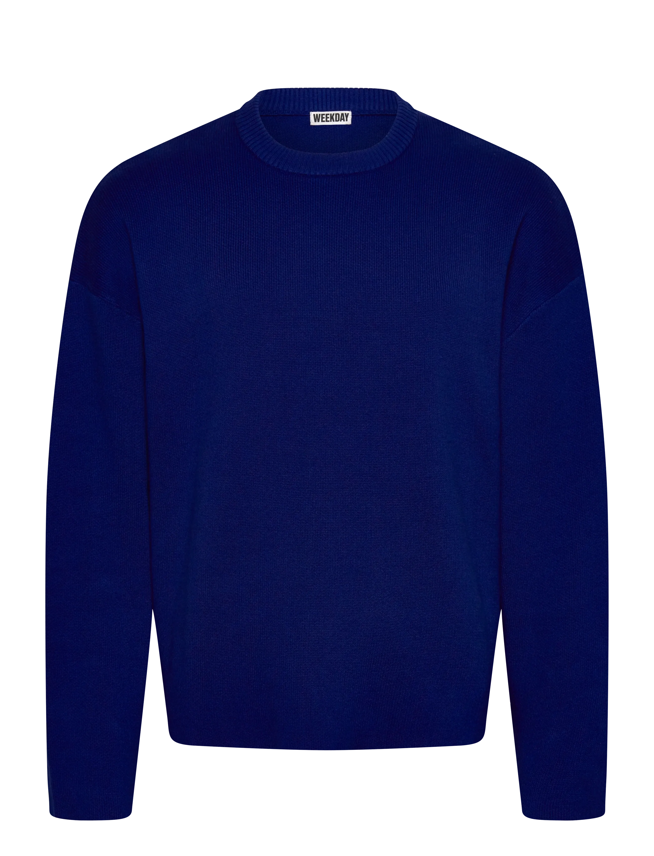 Weekday Boxy Knitted Cotton Sweater - Tøj - BRIGHT BLUE / blue