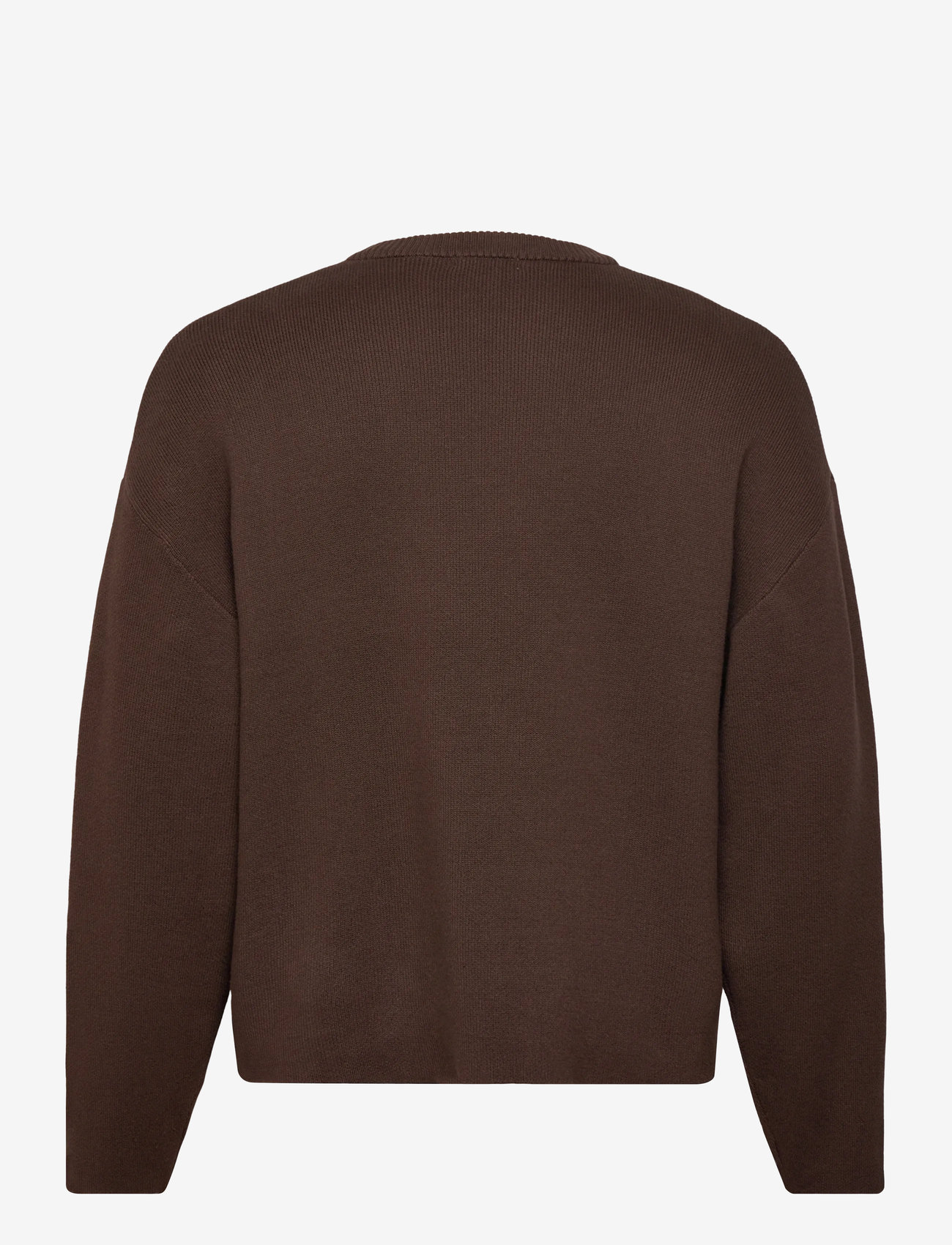 Weekday - Boxy Knitted Cotton Sweater - rundhals - dark brown - 1