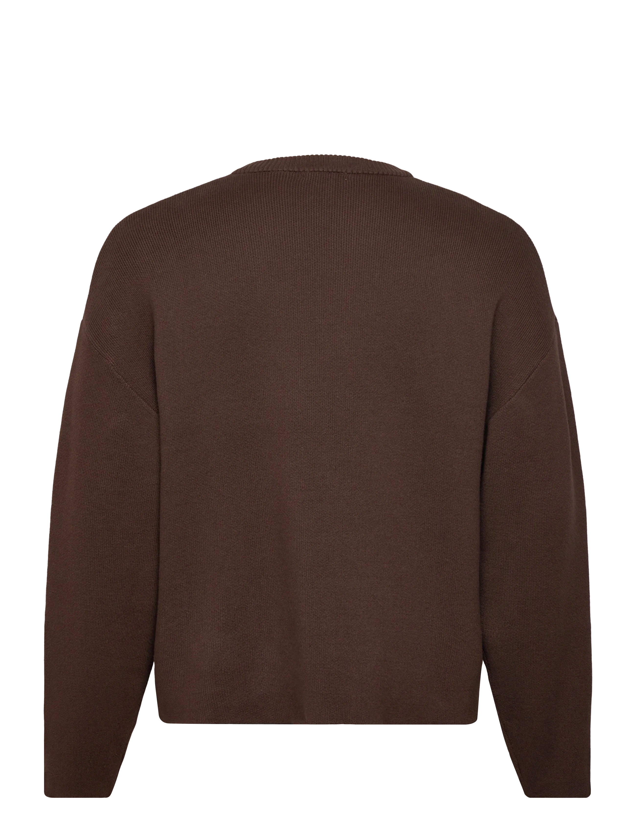 Weekday - Boxy Knitted Cotton Sweater - Ümmarguse kaelusega kudumid - dark brown - 1