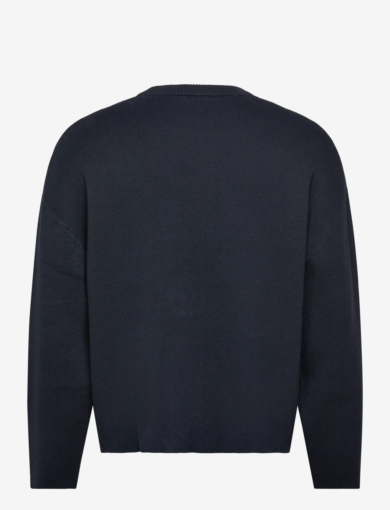 Weekday - Boxy Knitted Cotton Sweater - rundhals - navy - 1