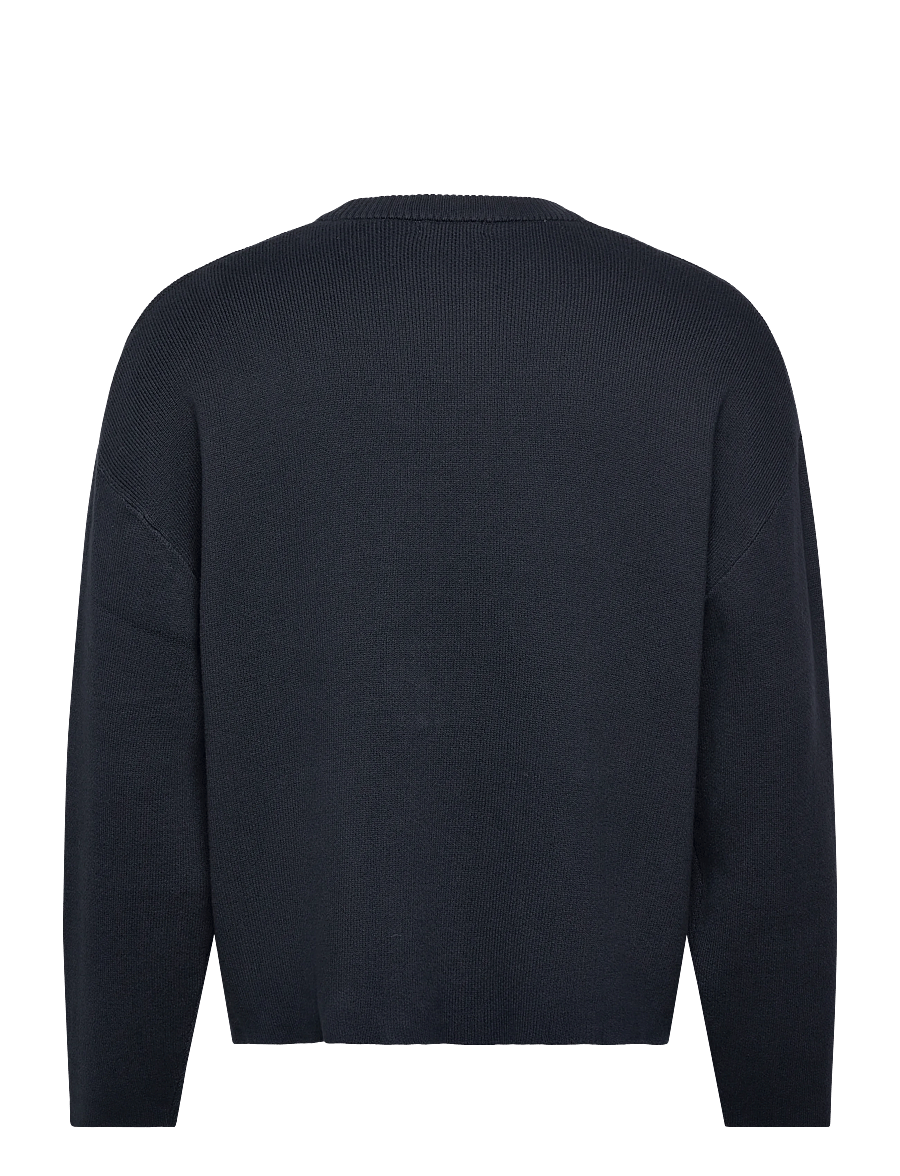 Weekday - Boxy Knitted Cotton Sweater - rundhals - navy - 1