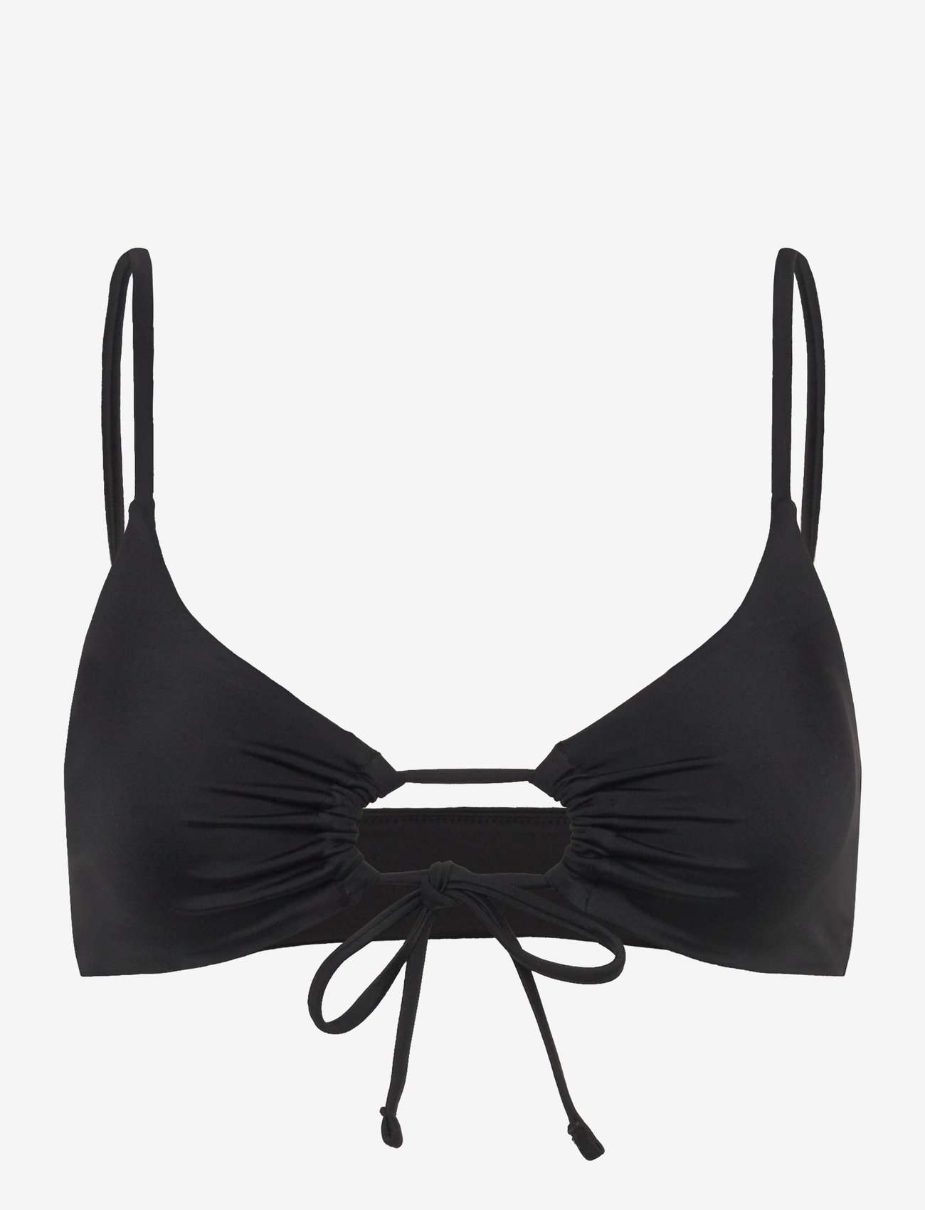 Weekday - Ruched Triangle Bikini Top - trikampio formos bikinio liemenėlės - black - 0