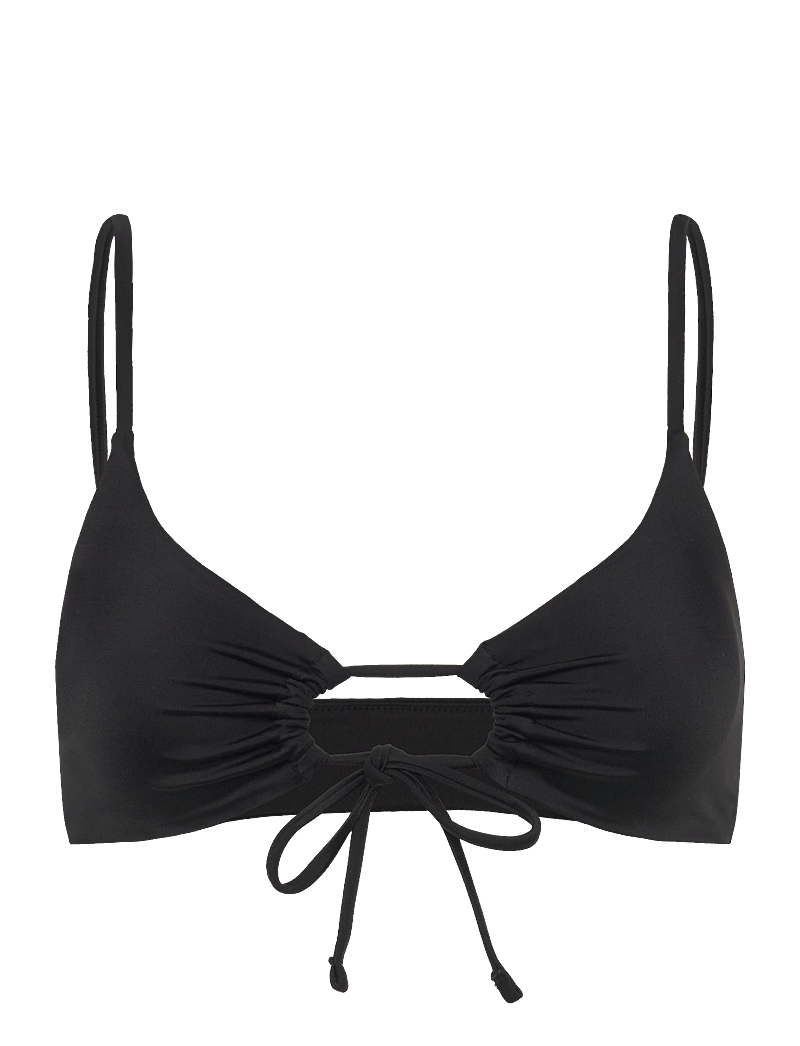 Weekday - Ruched Triangle Bikini Top - trikampio formos bikinio liemenėlės - black - 0