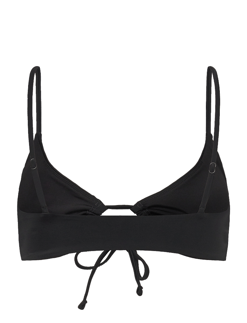 Weekday - Ruched Triangle Bikini Top - trikampio formos bikinio liemenėlės - black - 1