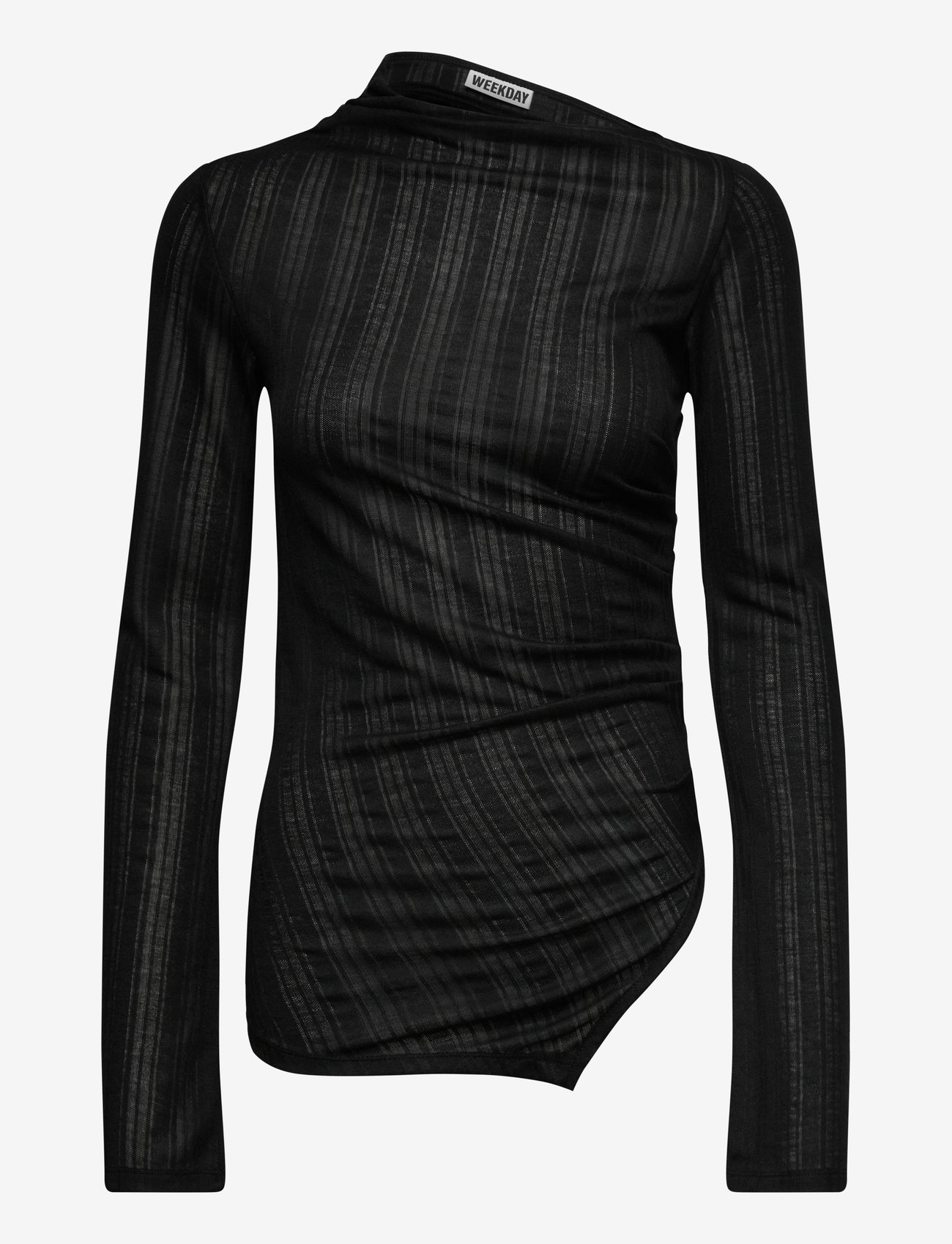 Weekday - Asymmetric Long Sleeve Top - langärmlige tops - black - 0