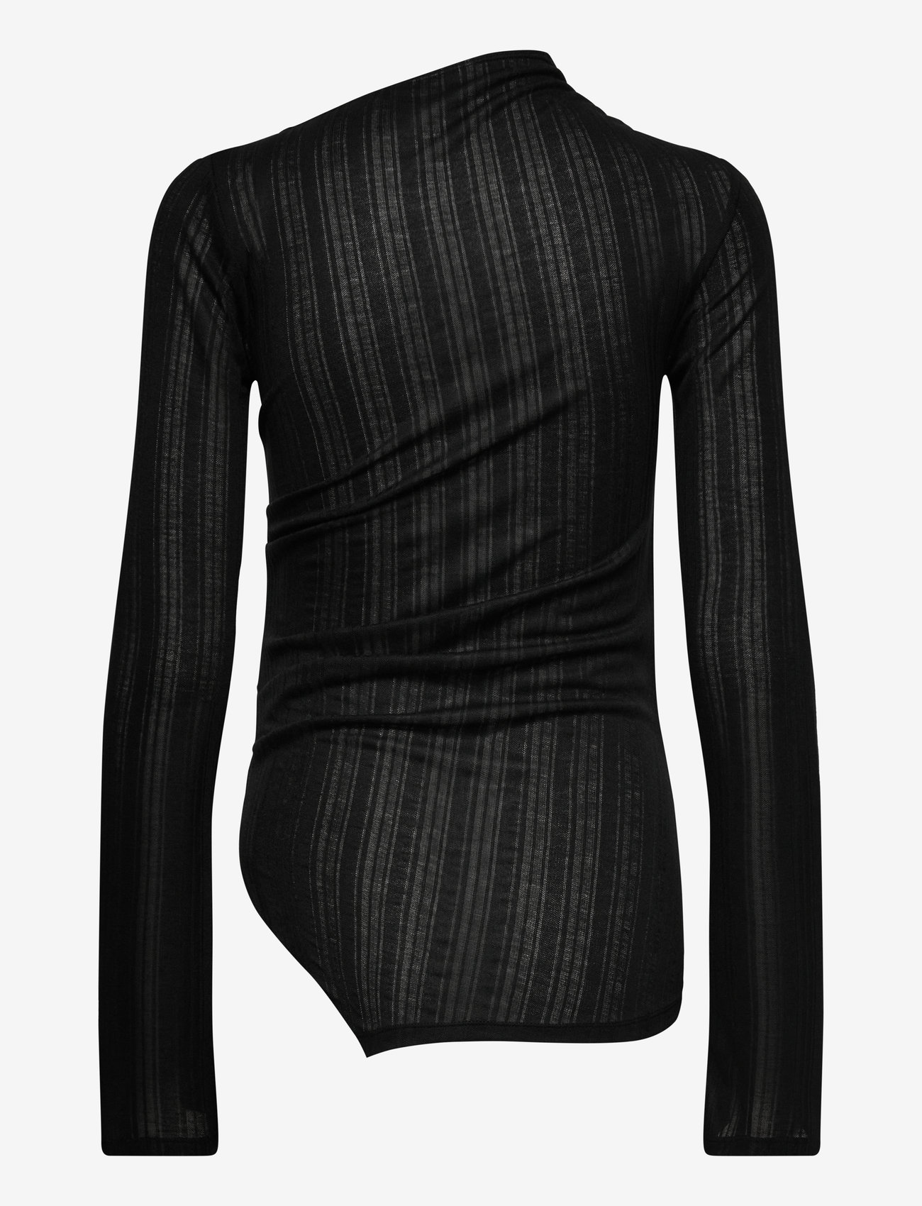 Weekday - Asymmetric Long Sleeve Top - langärmlige tops - black - 1