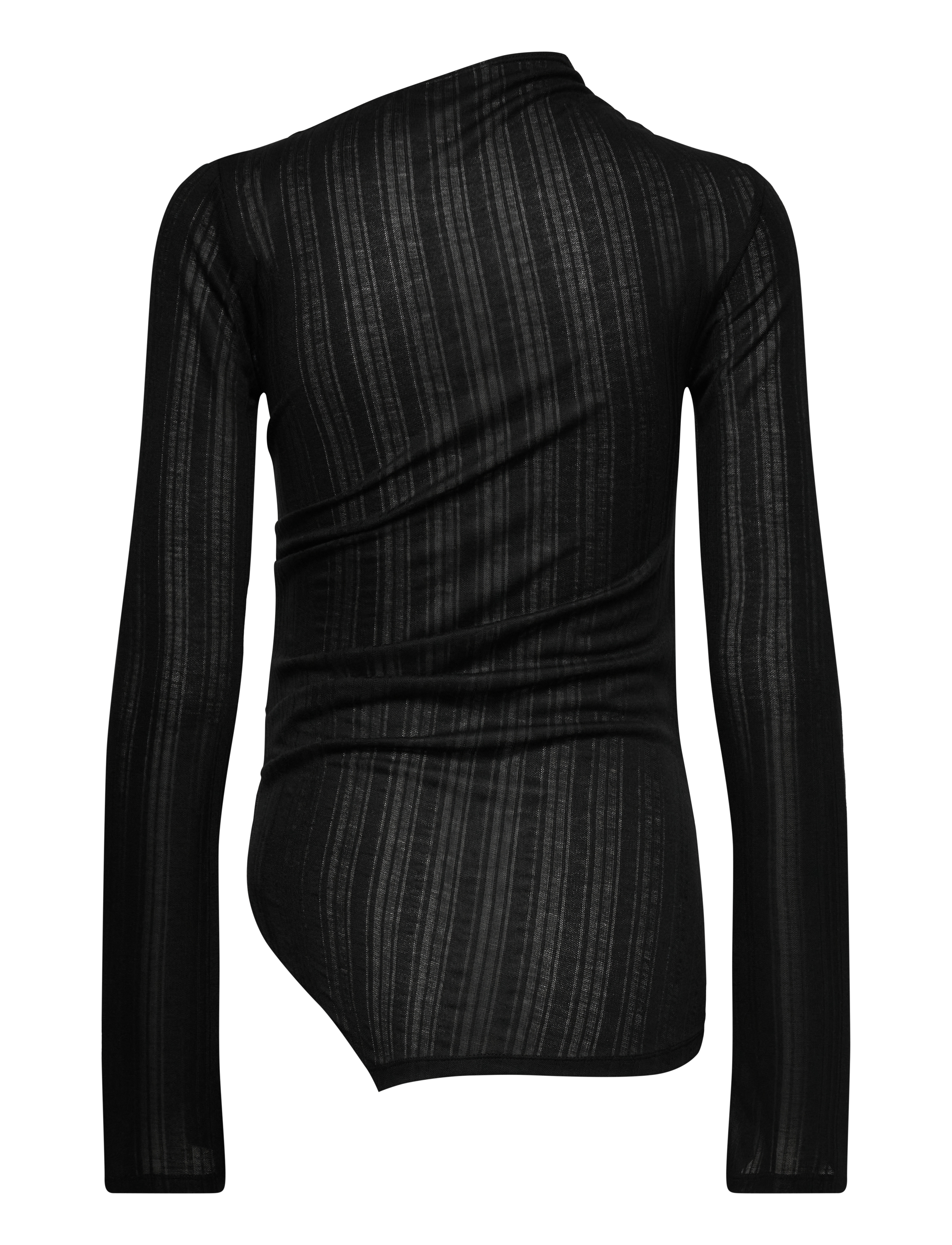 Weekday - Asymmetric Long Sleeve Top - langärmlige tops - black - 1
