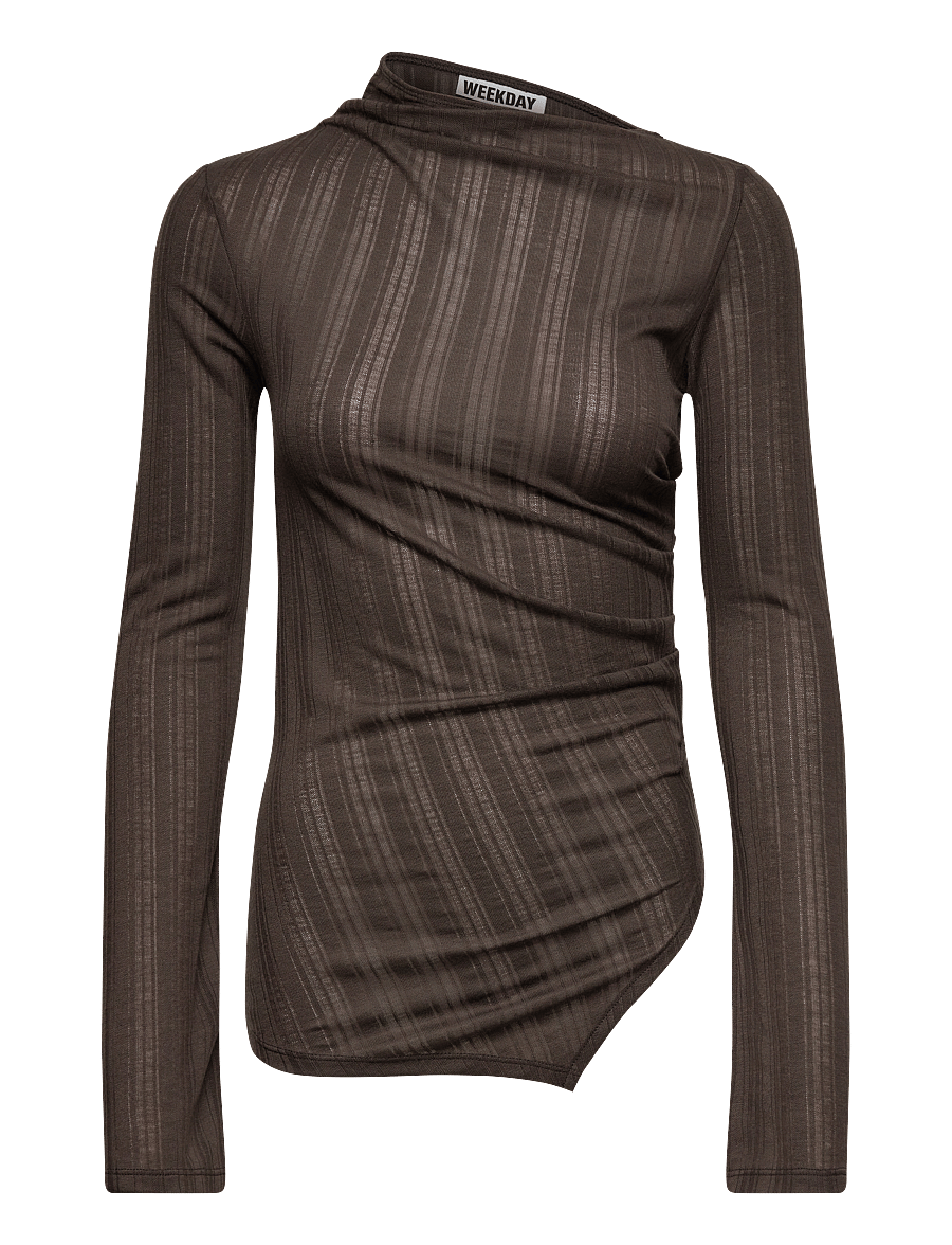 Weekday - Asymmetric Long Sleeve Top - langärmlige tops - grey dark - 0