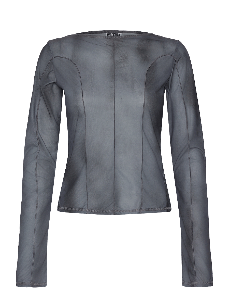 Weekday - Printed Long Sleeve - långärmade toppar - dark grey - 0