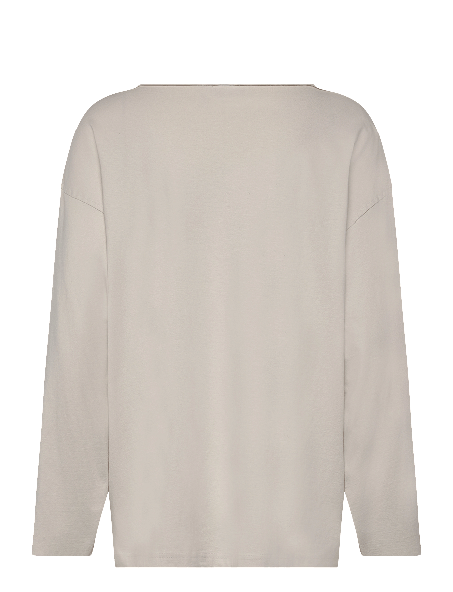 Weekday - Long-Sleeved Boat-Neck Printed Cotton Top - langærmede toppe - mole dusty light - 1