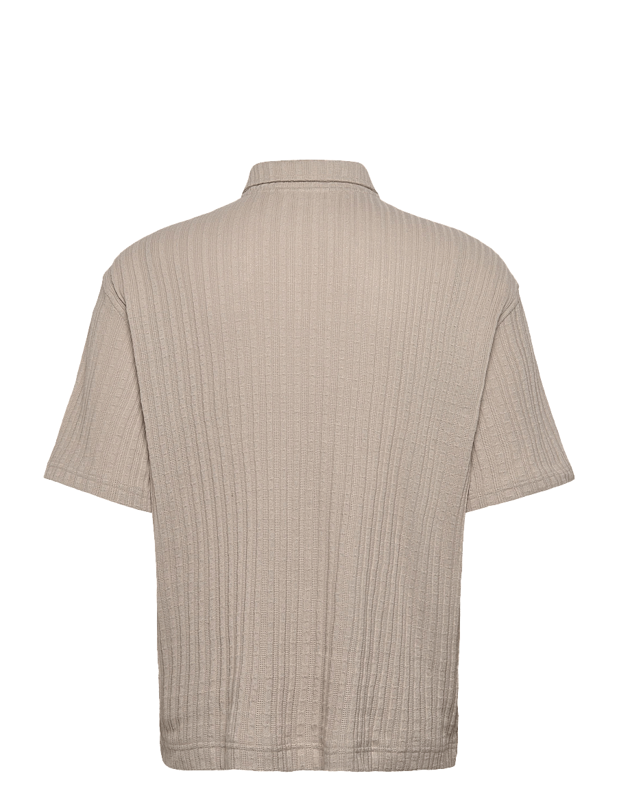 Weekday - Knitted Short-Sleeved Button-Up Shirt - kurzarmhemden - mole dusty light - 1
