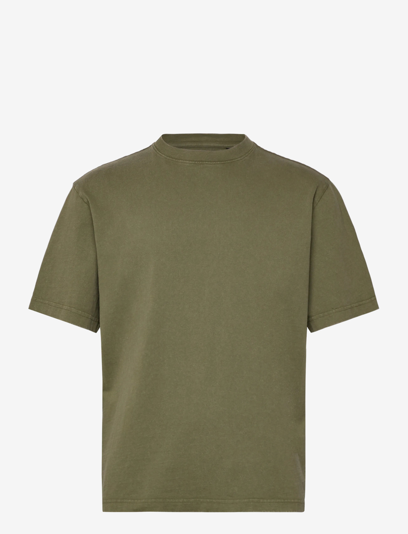 Weekday - Relaxed Fit Short-Sleeved Cotton T-shirt - kortærmede t-shirts - khaki green - 0