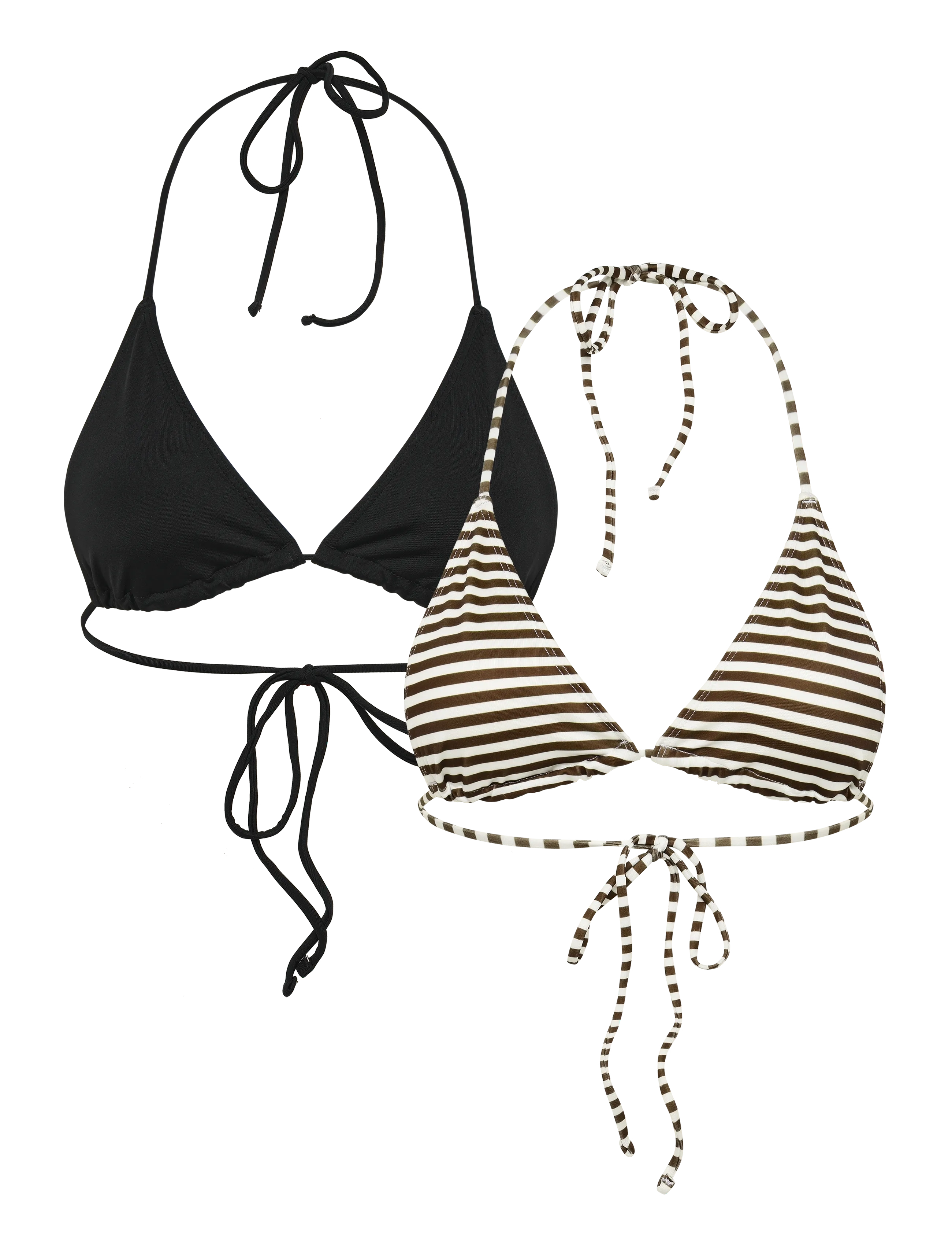 Weekday 2-Pack Strappy Triangle Bikini Overdele, XXL, Black, Bikinitoppe > Trekantede Bikinitoppe, Dame