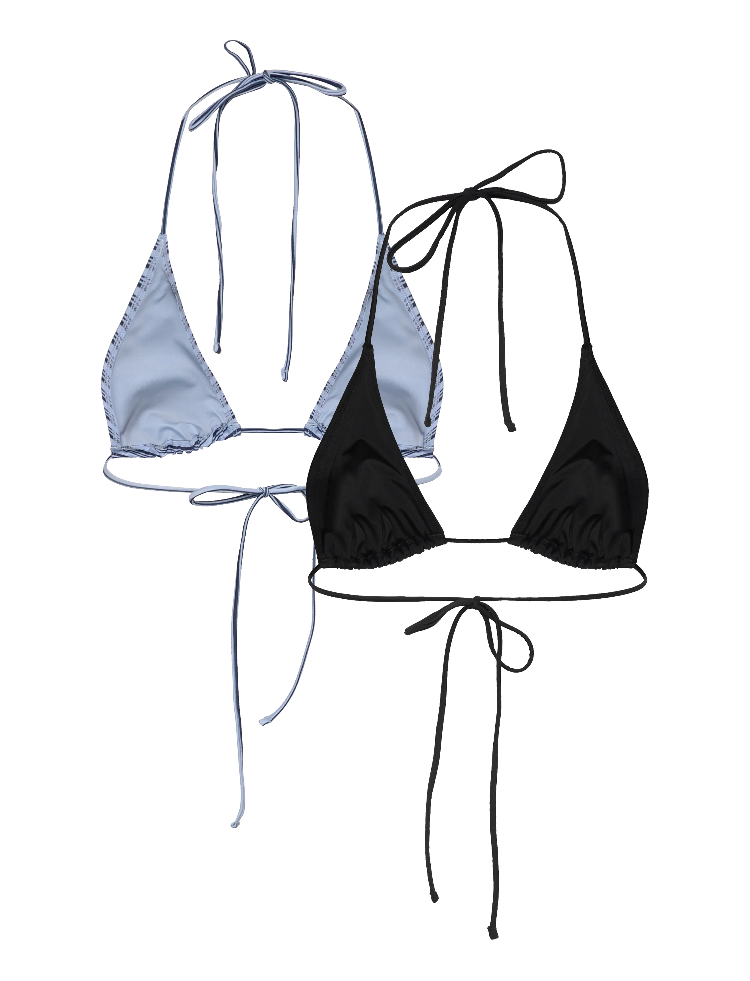 Weekday - 2-pack Strappy Triangle Bikini Tops - dreieck-bikini-oberteile - blue light - 1