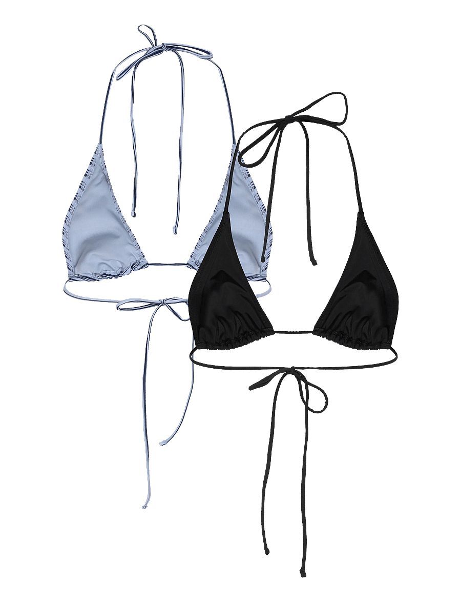 Weekday - 2-pack Strappy Triangle Bikini Tops - dreieck-bikini-oberteile - blue light - 1