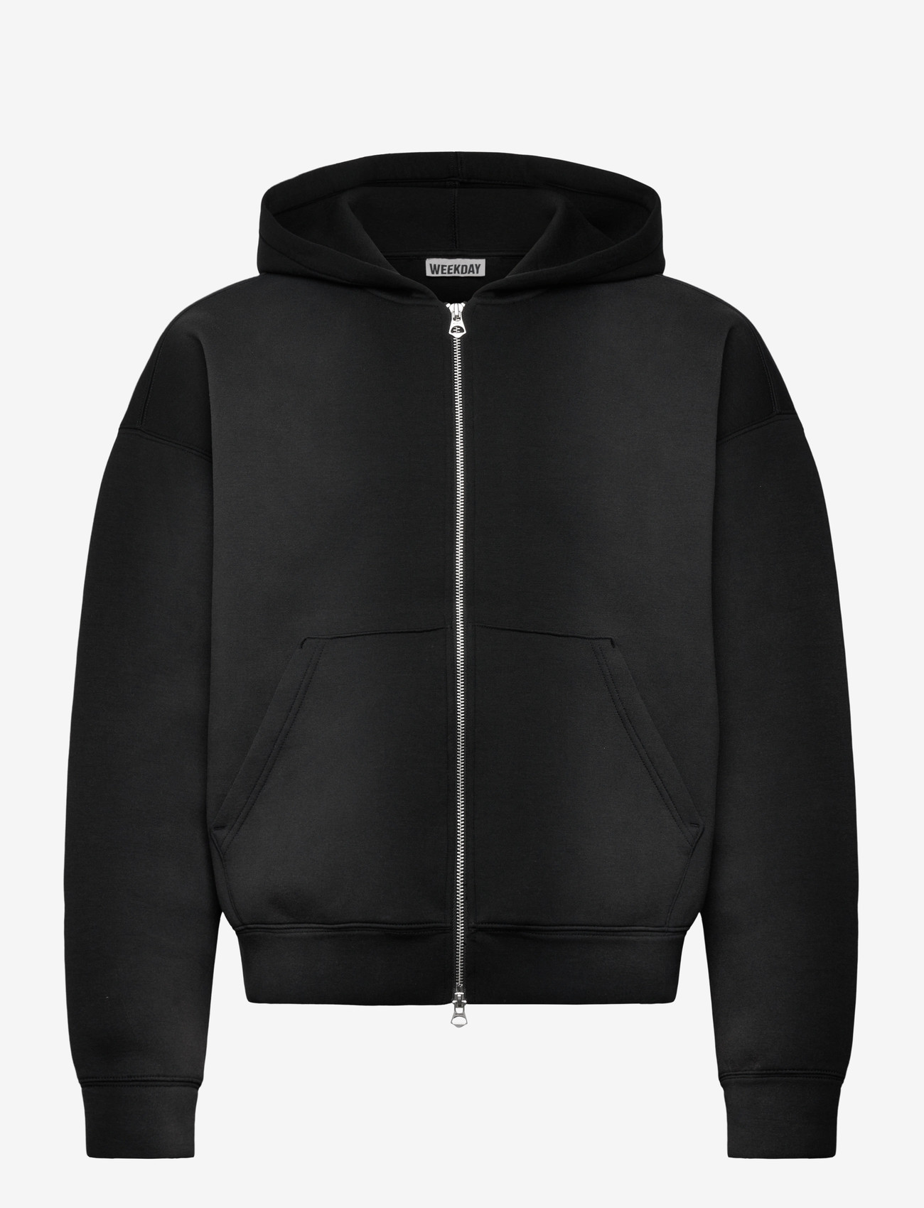 Weekday - Simon Washed Scuba Zip Hoodie - hoodies - washed black - 0