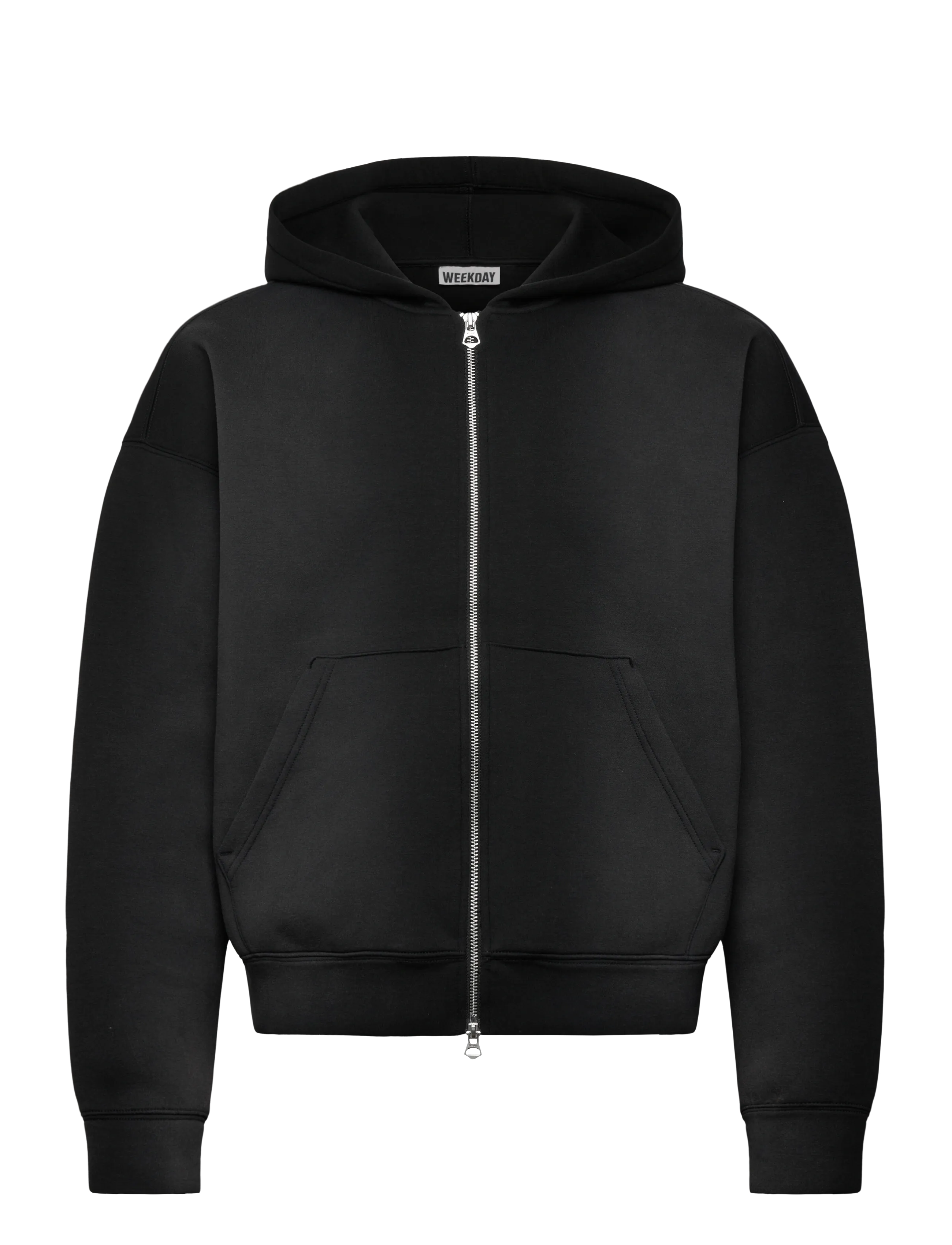 Weekday Simon Washed Scuba Zip Hoodie - Kollektioner - WASHED BLACK / black