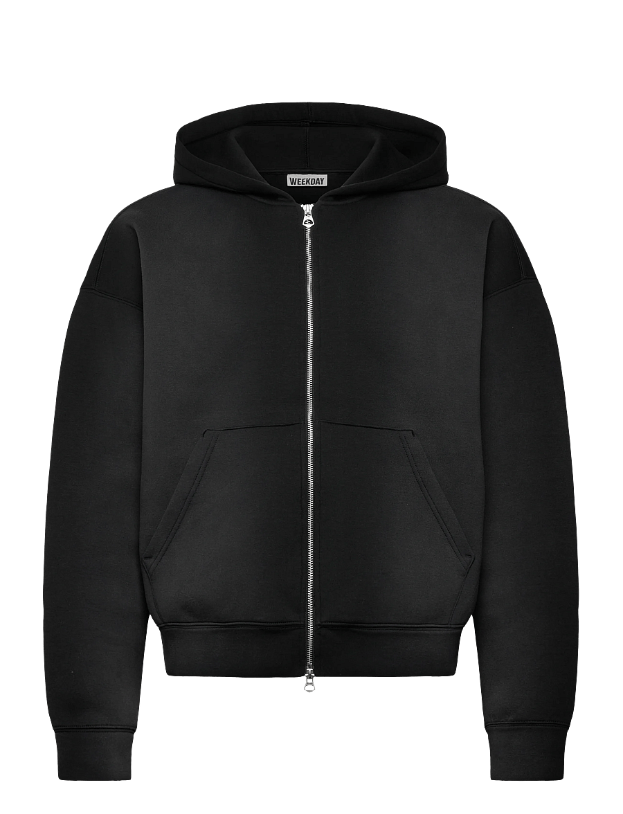 Weekday - Simon Washed Scuba Zip Hoodie - kapuzenpullover - washed black - 0