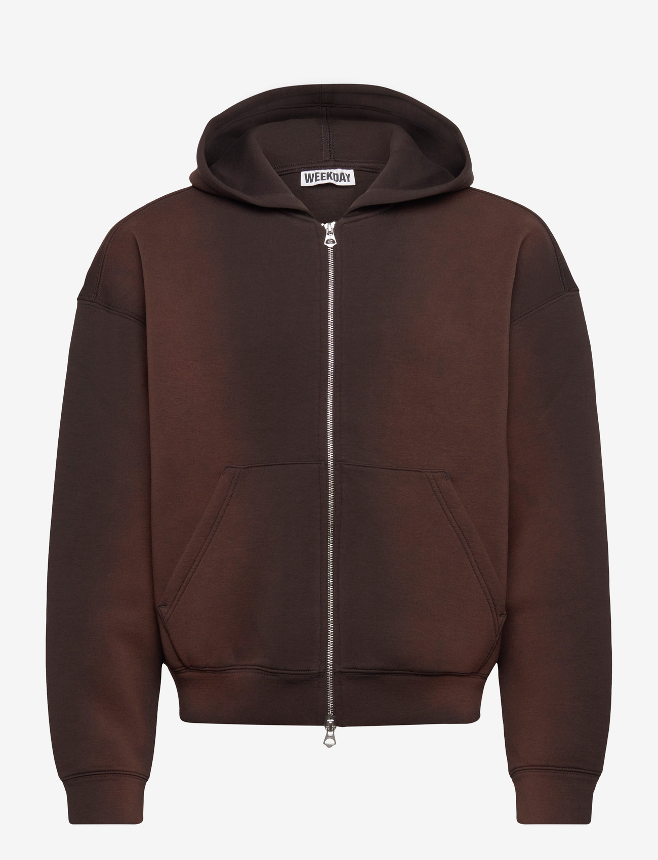 Weekday - Simon Washed Scuba Zip Hoodie - hættetrøjer - washed brown - 0