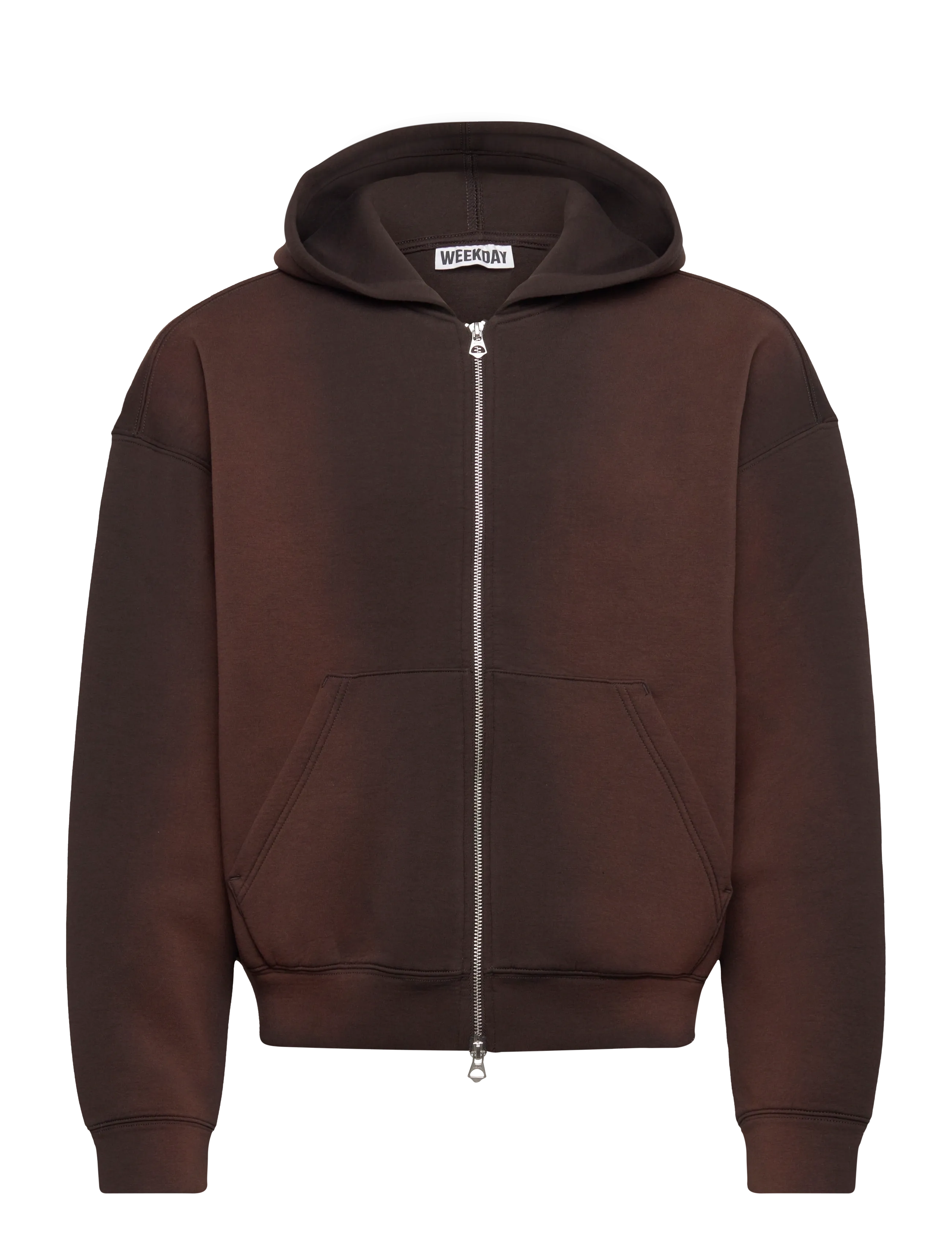 Weekday Simon Washed Scuba Zip Hoodie - Dressipluusid - WASHED BROWN / brown