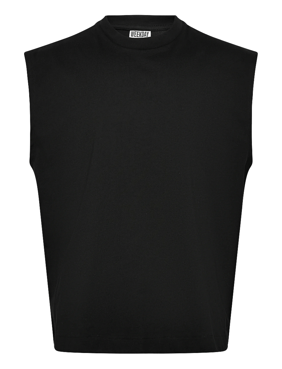 Weekday - Loose Fit Square Cotton Tank Top - linnen - black - 0