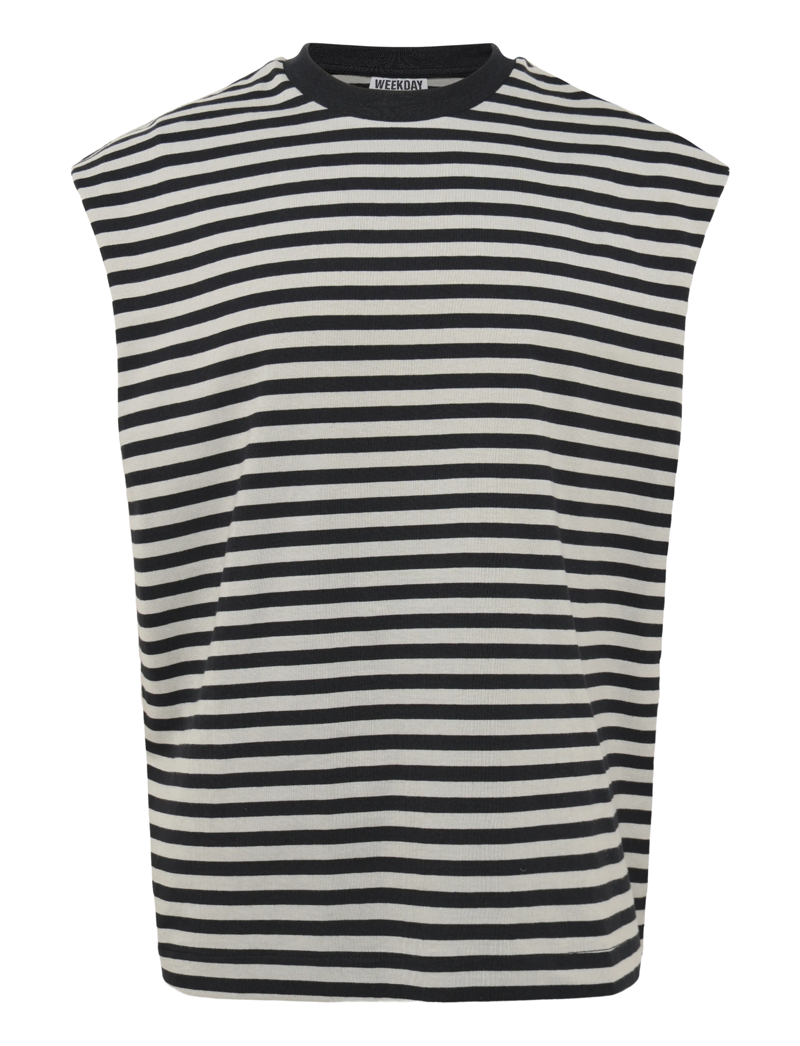 Weekday Loose Fit Square Cotton Tank Top - T-särgid - GREY STRIPE / grey