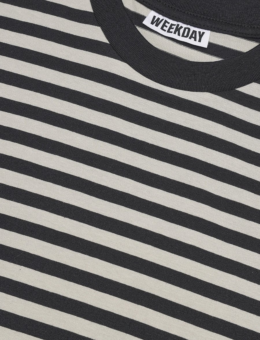 Weekday - Loose Fit Square Cotton Tank Top - linnen - grey stripe - 2