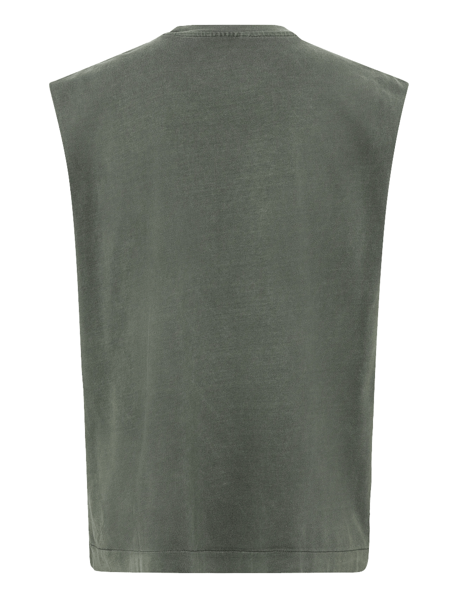 Weekday - Loose Fit Square Cotton Tank Top - linnen - khaki wash - 1