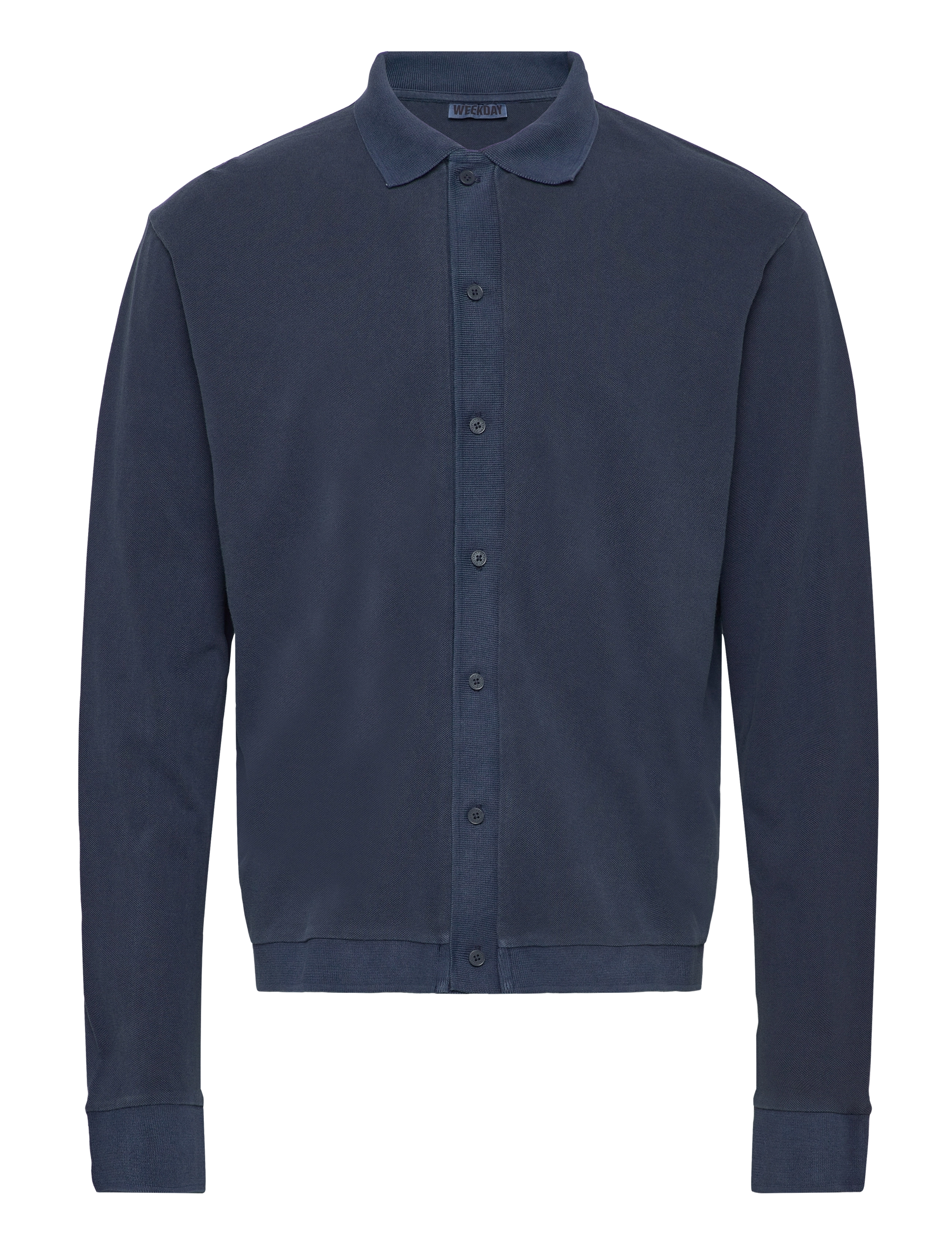 Weekday Tennis Long Sleeve Pique, S, Polos, Marineblau - Long-sleeved, Männerswear